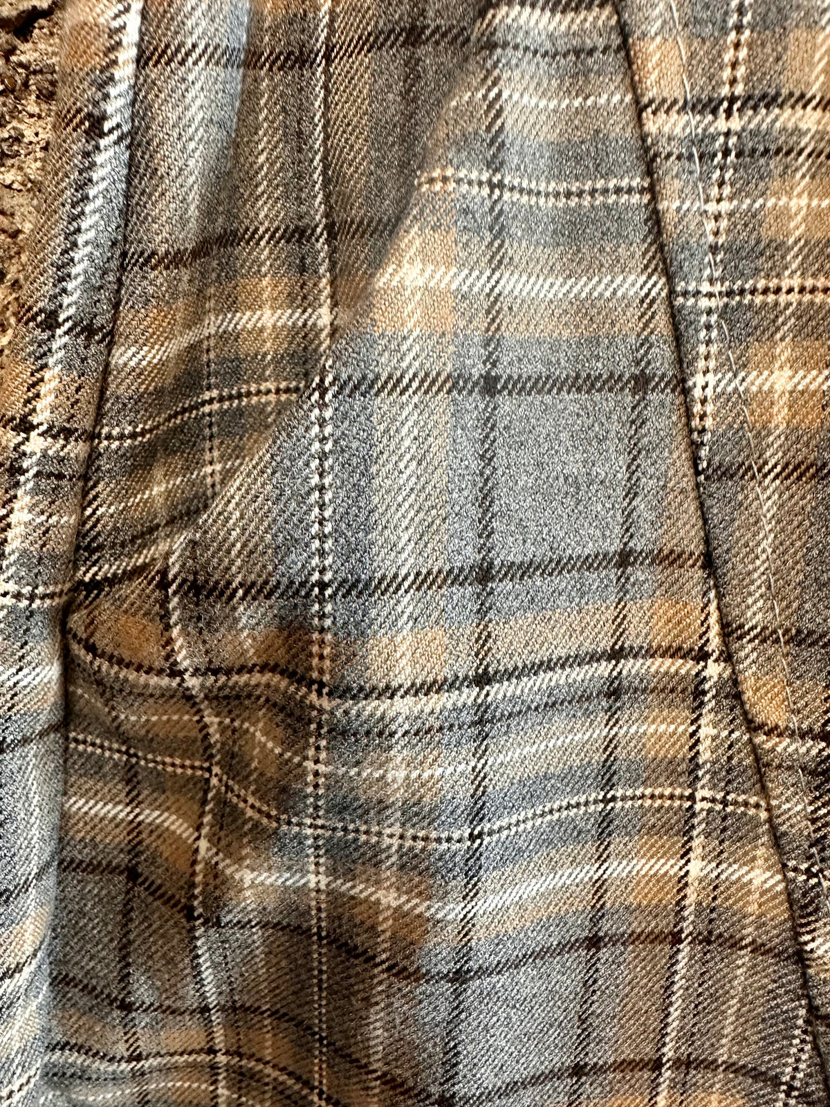 “Molly “ italian charcoal and camel plaid Italian barrell leg cullottes