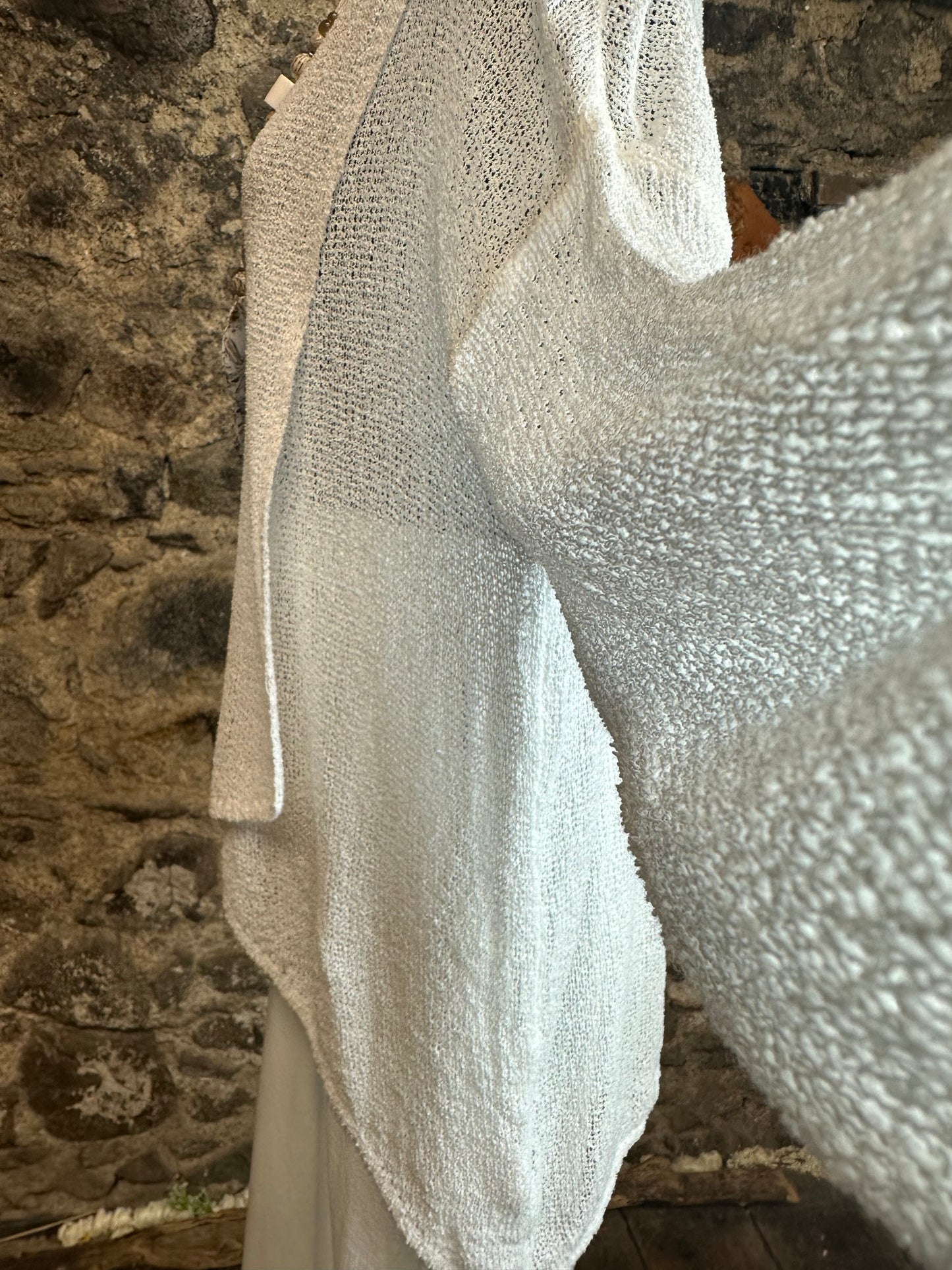 “Niki “ fine weave knit wrap jumper winter white