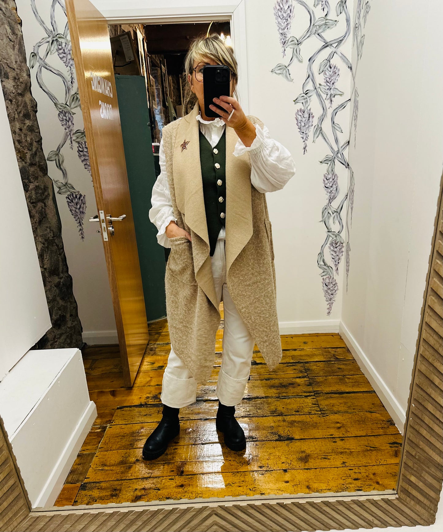 “Anais “ camel waterfall waist coat