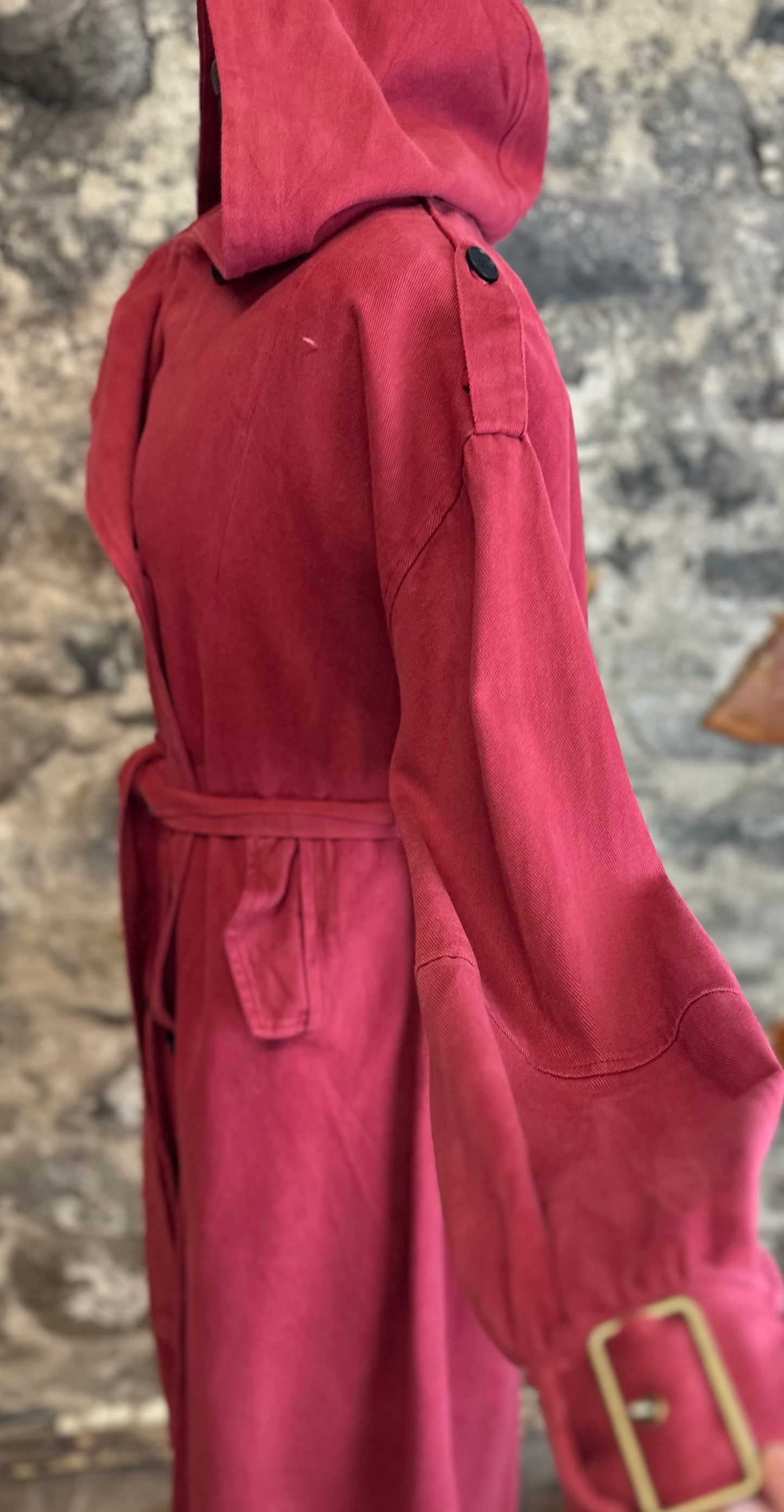“Felicity “autumn terracotta Italian hooded trench coat