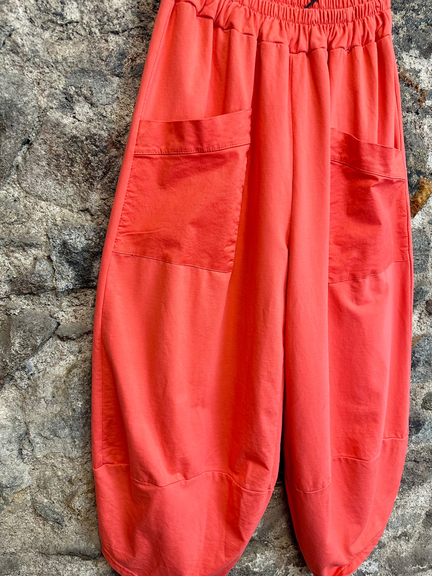 “Chrissie “ coral Italian cotton and jersey cocoon pants