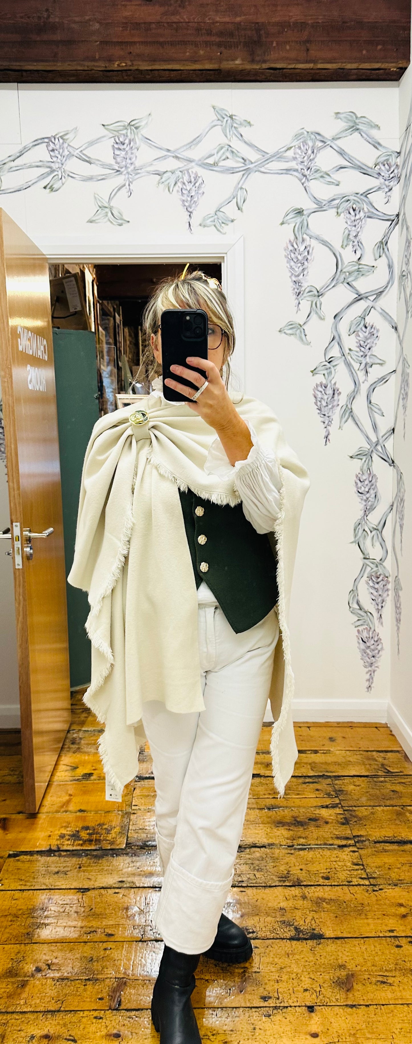“Stella” winter cream italian super soft wrap cape