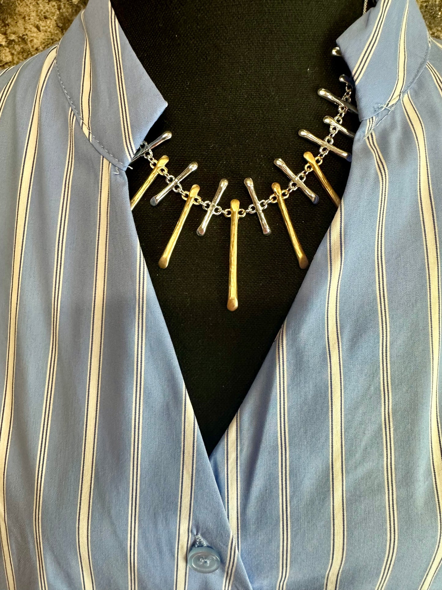 “Brady “ sky blue asymmetric shirt