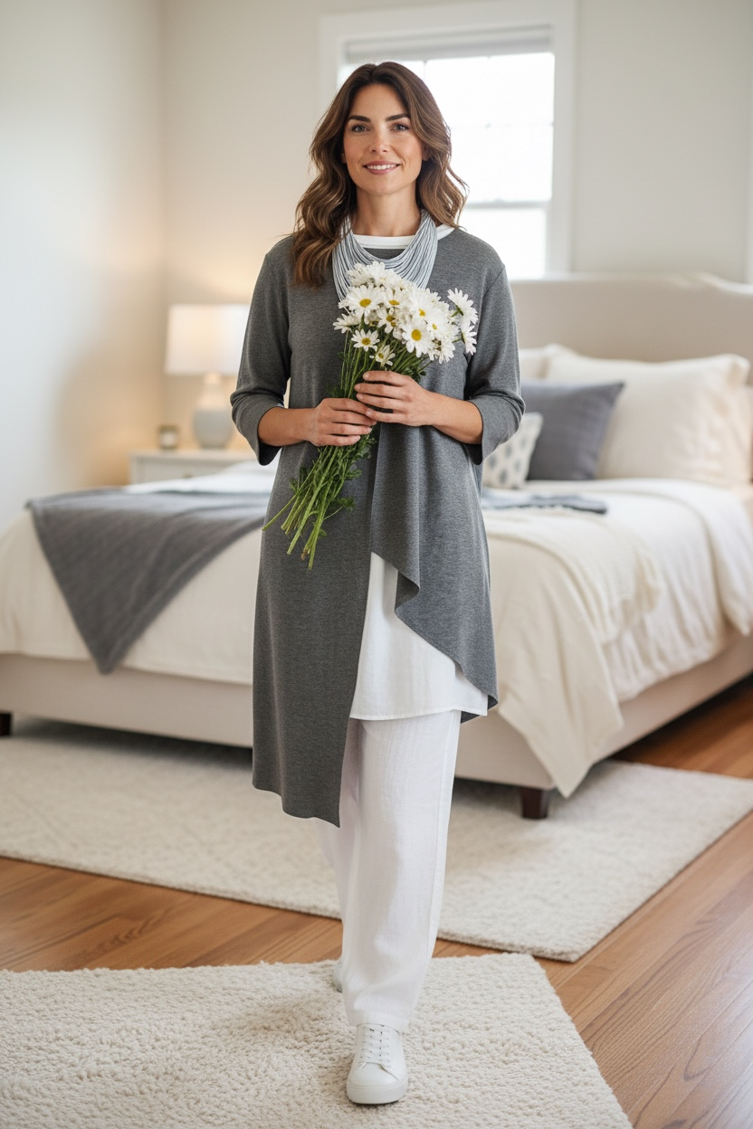 “Mayla “ charcoal grey beautiful asymmetrical Italian tunic