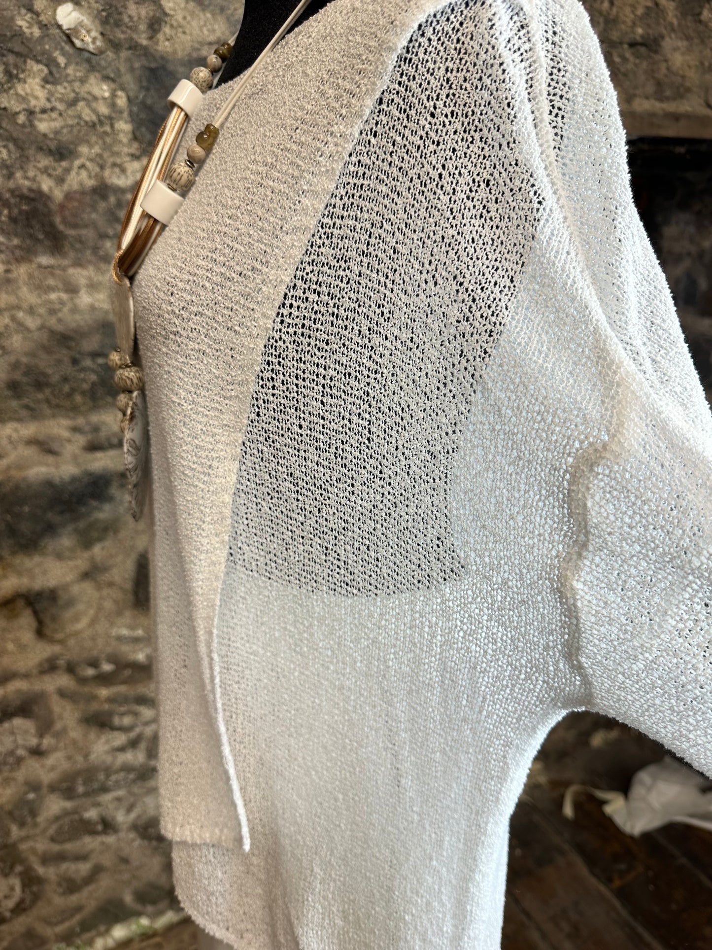 “Niki “ fine weave knit wrap jumper winter white