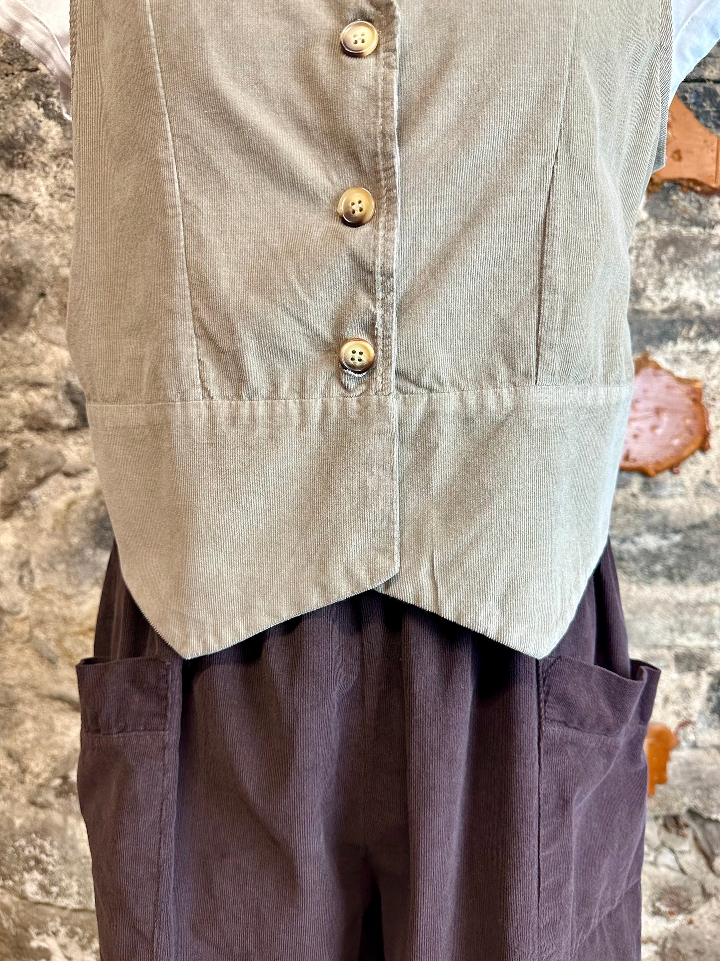 “Farrah” stone pin corduroy waist coat