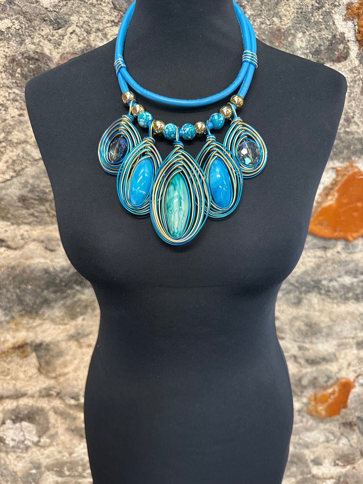 Dramatic statement turquoise collar