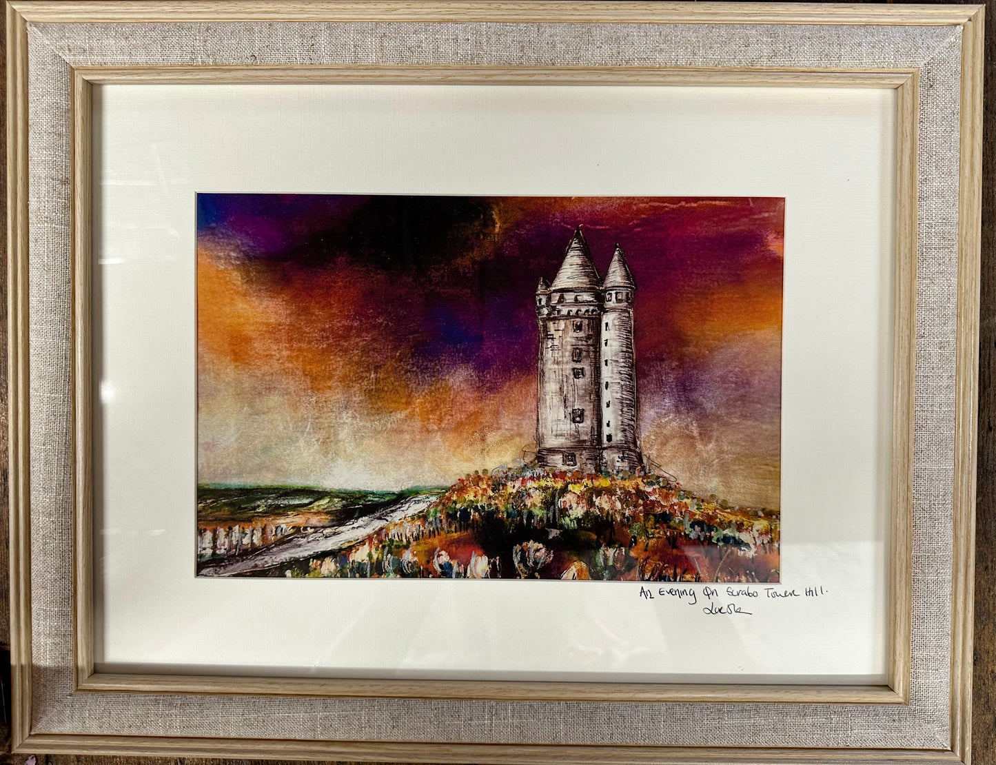 An evening on Scrabo Tower Hill Newtownards County Downltd edition framed print