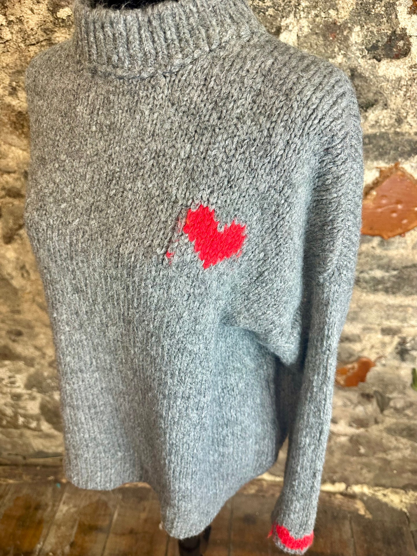 “Evie “ charcoal Italian super cosey little heart ♥️ knit