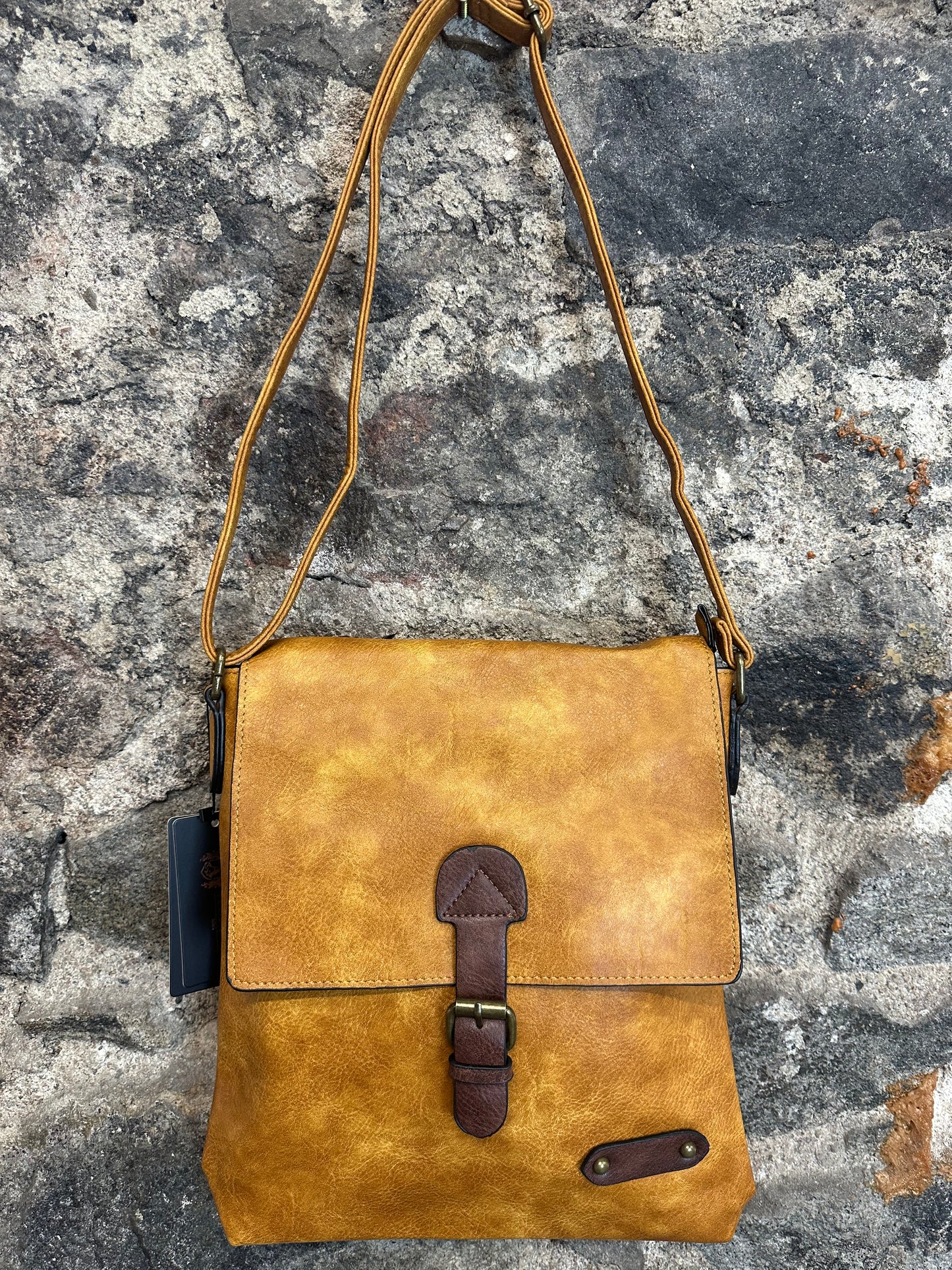 “Maggie “ warm saffron vegan satchel crossbody satchel