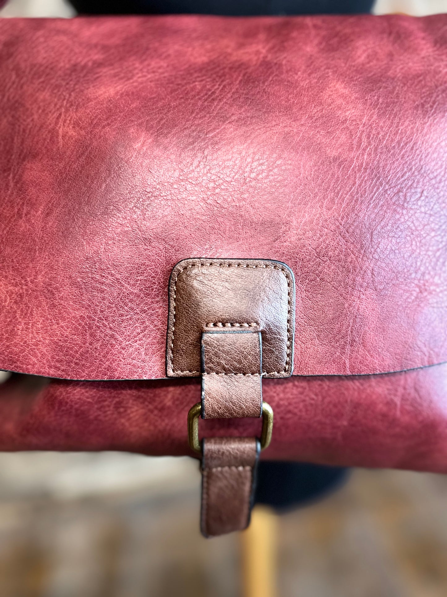 “Maggie “ Bordeaux vegan satchel bag