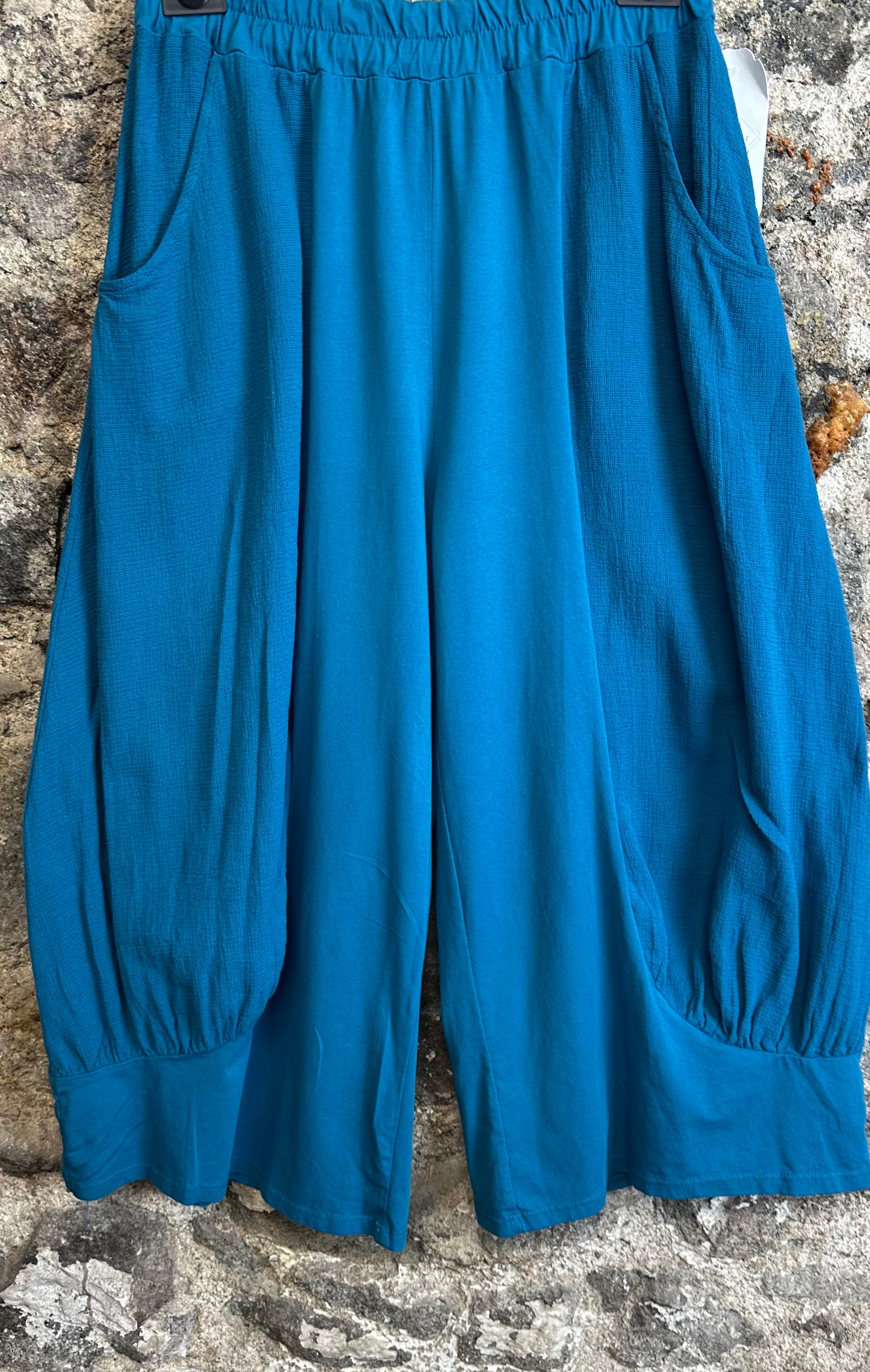“Florence “teal Italian cotton jersey pants