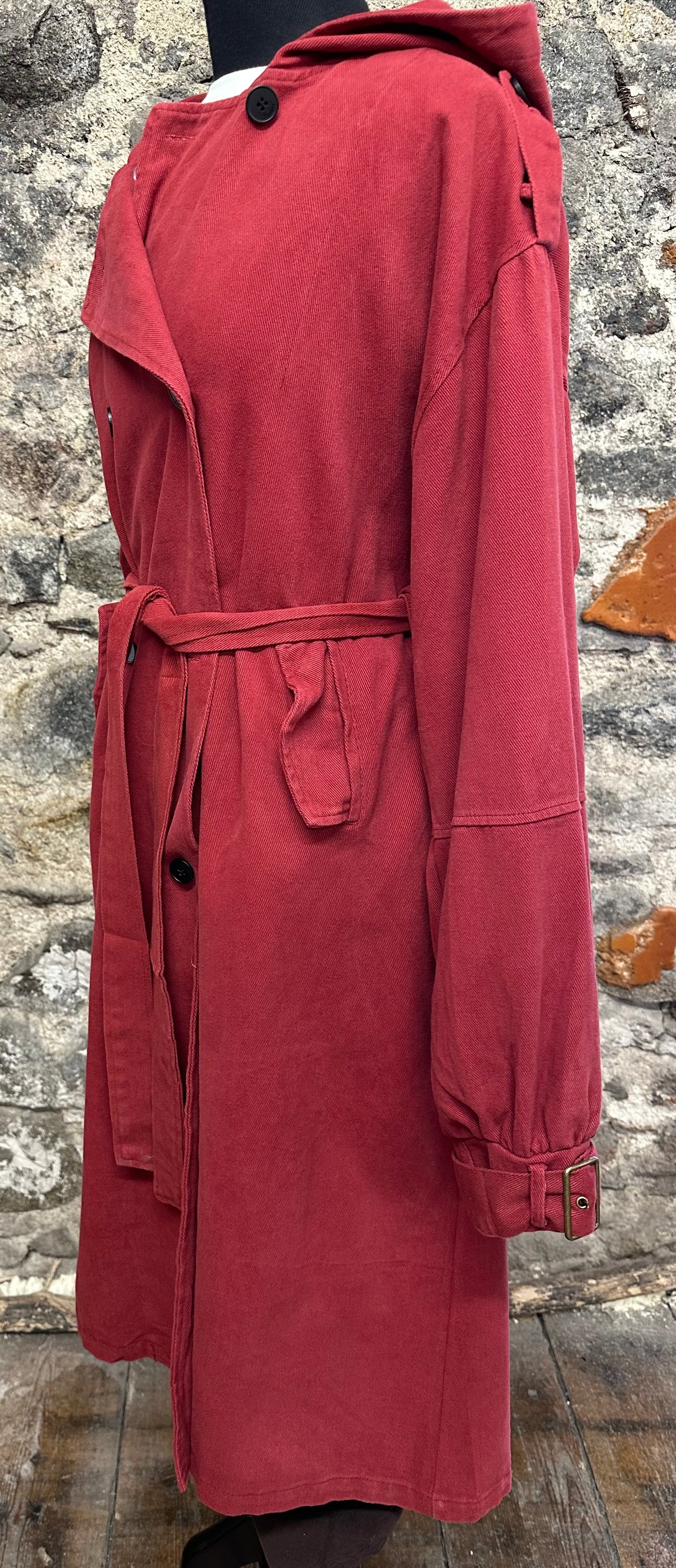 “Felicity “autumn terracotta Italian hooded trench coat