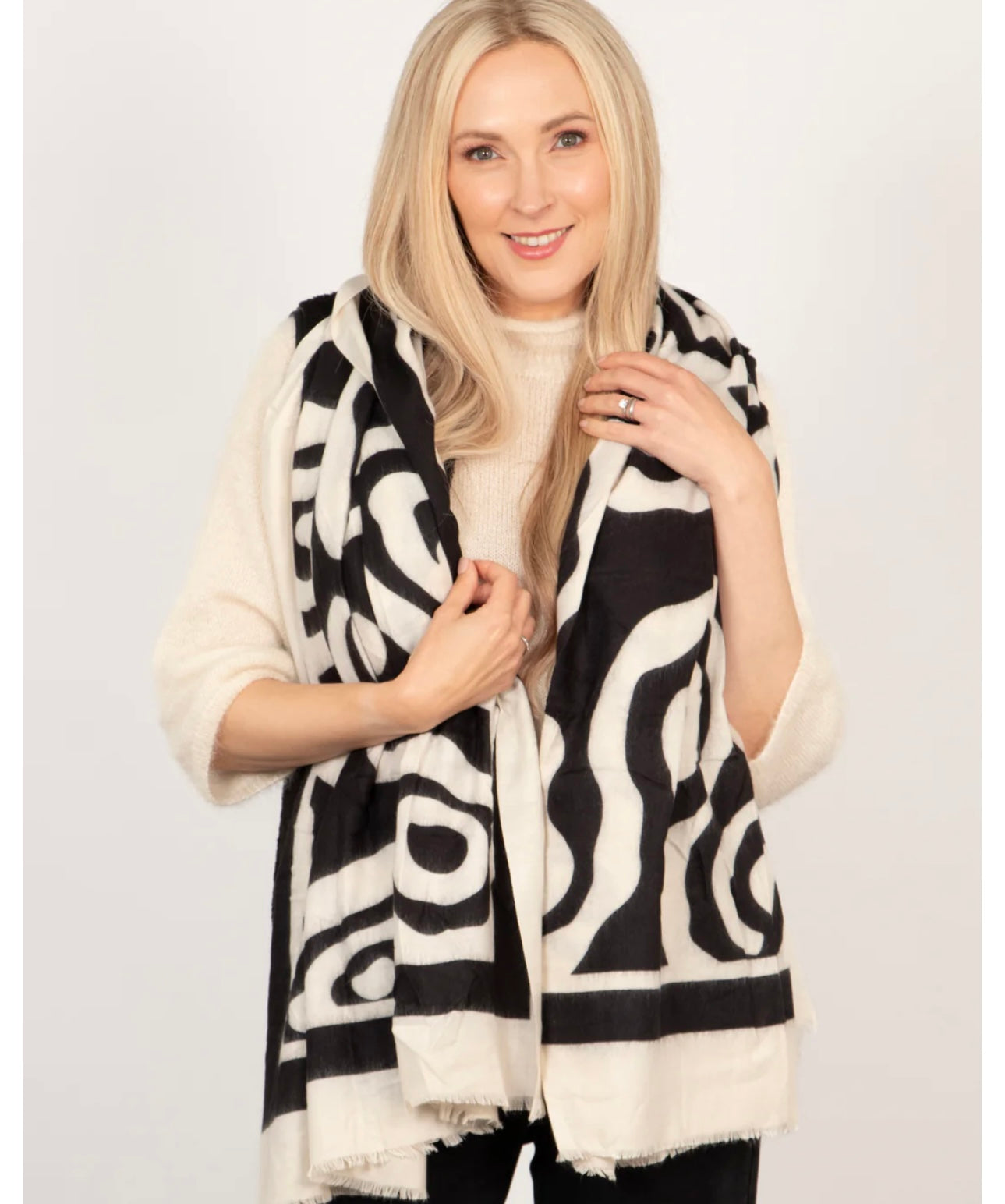 Monochrome black and cream large wrap