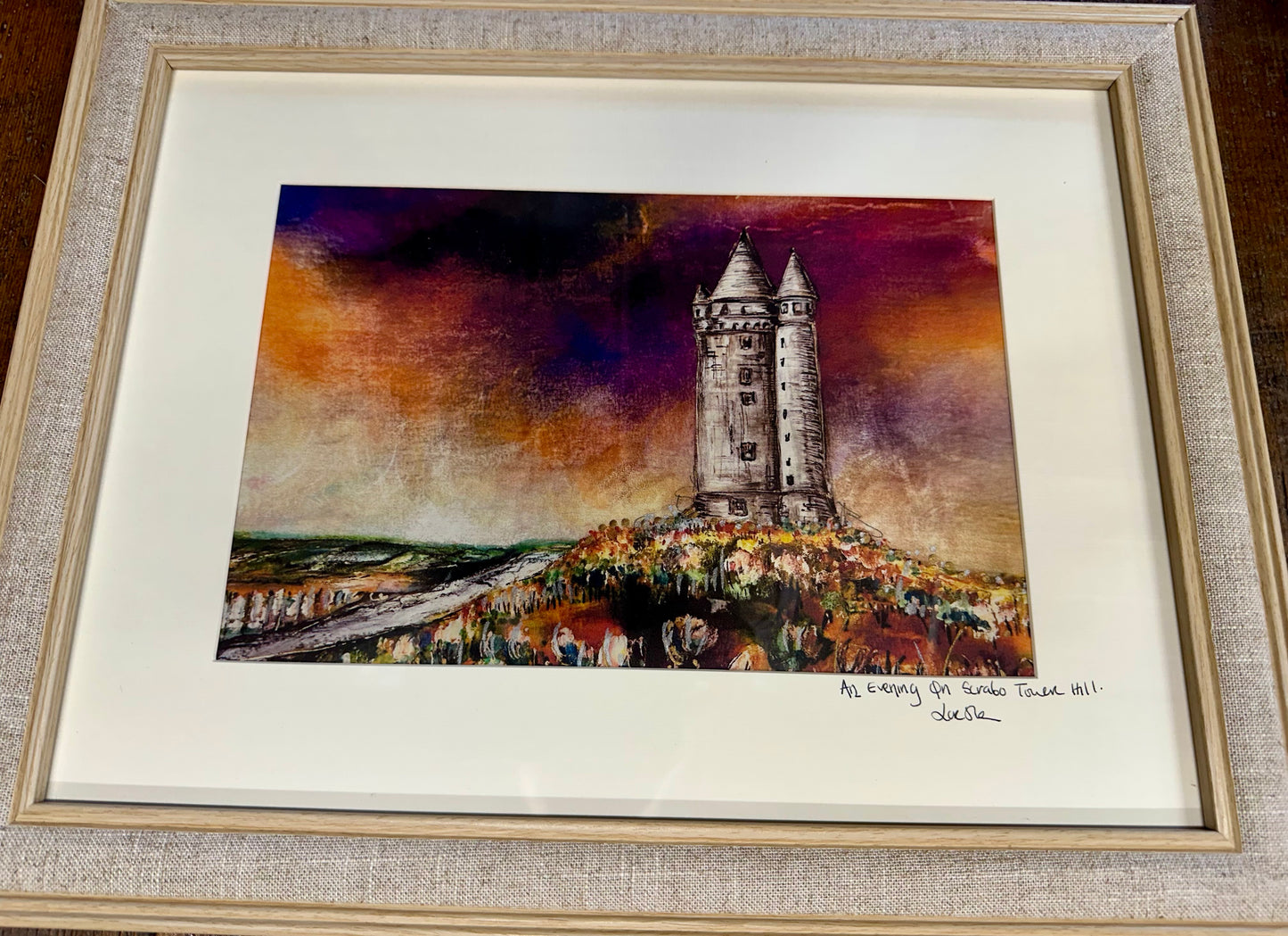 An evening on Scrabo Tower Hill Newtownards County Downltd edition framed print
