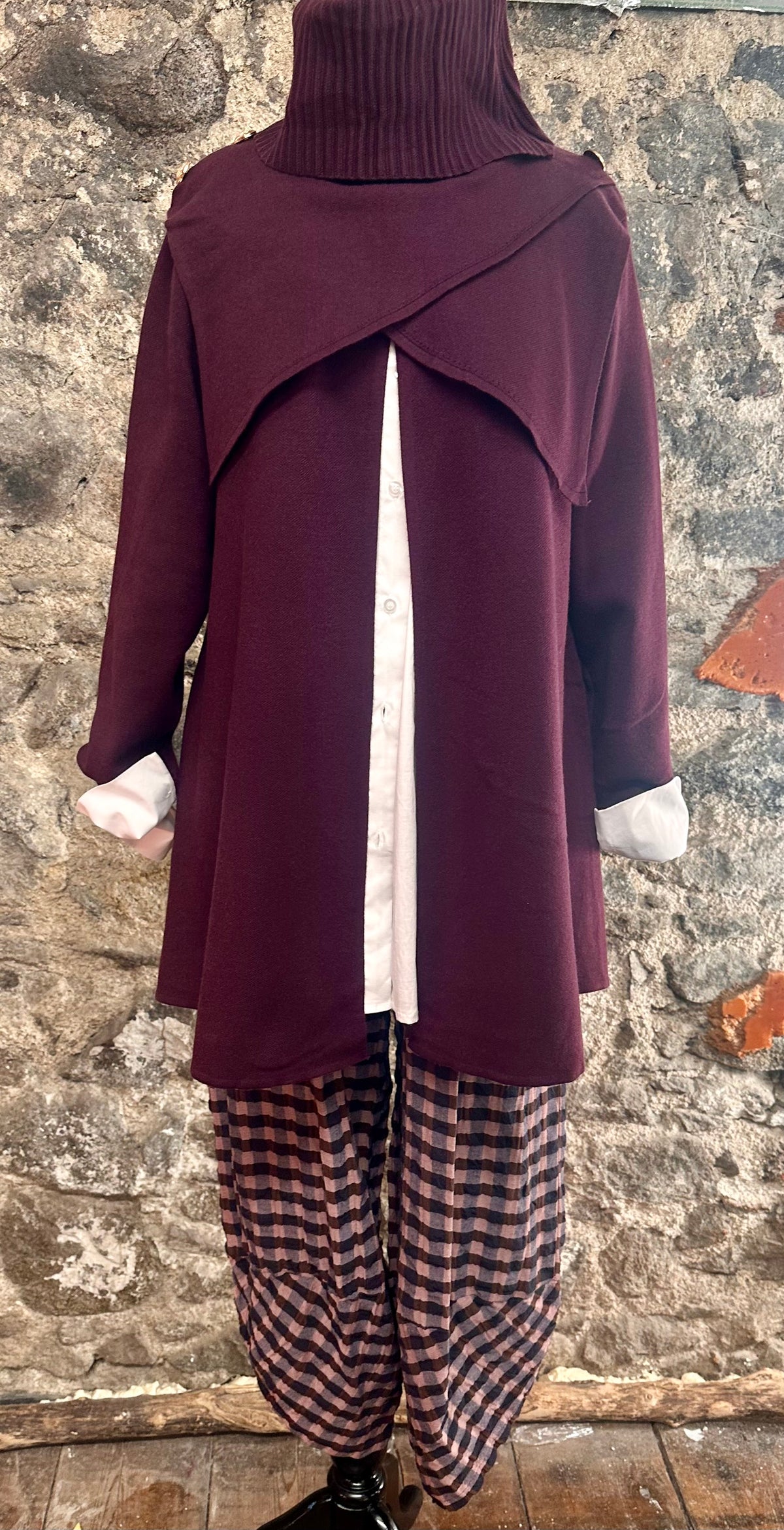 “Rosie” plum cowl neck Italian knit