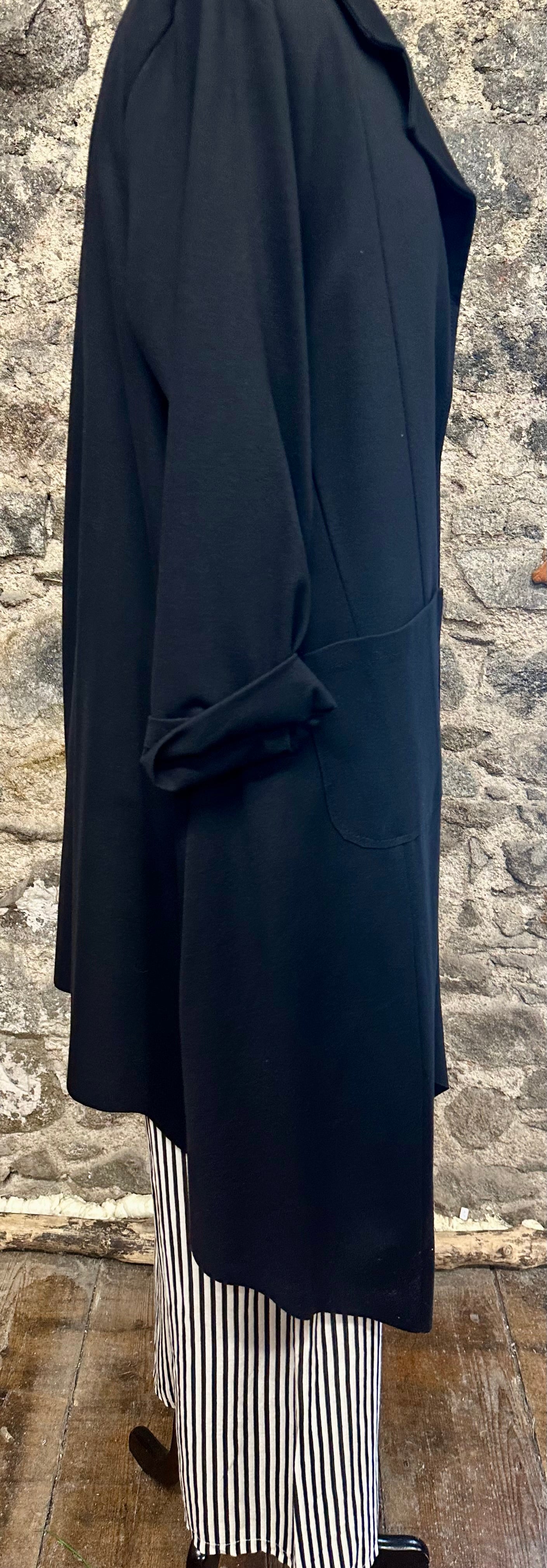 “Lacey “ Italian irregular hem jacket ebony black