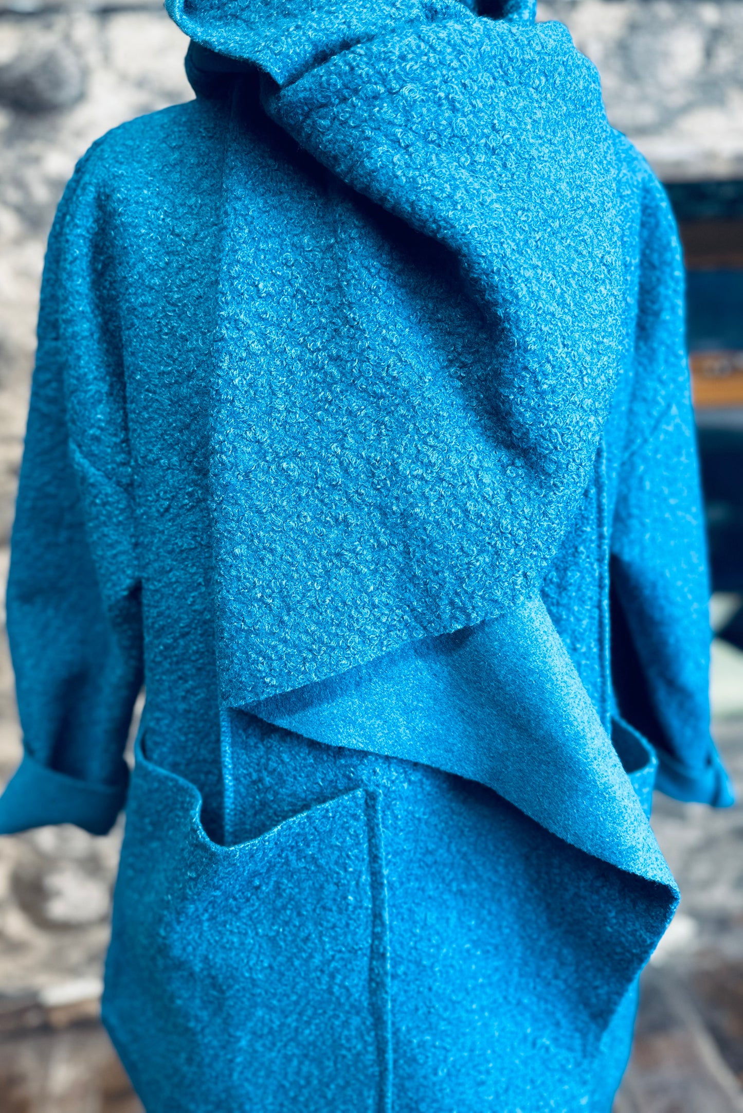 “Corrina” teal boucle Italian coatigan
