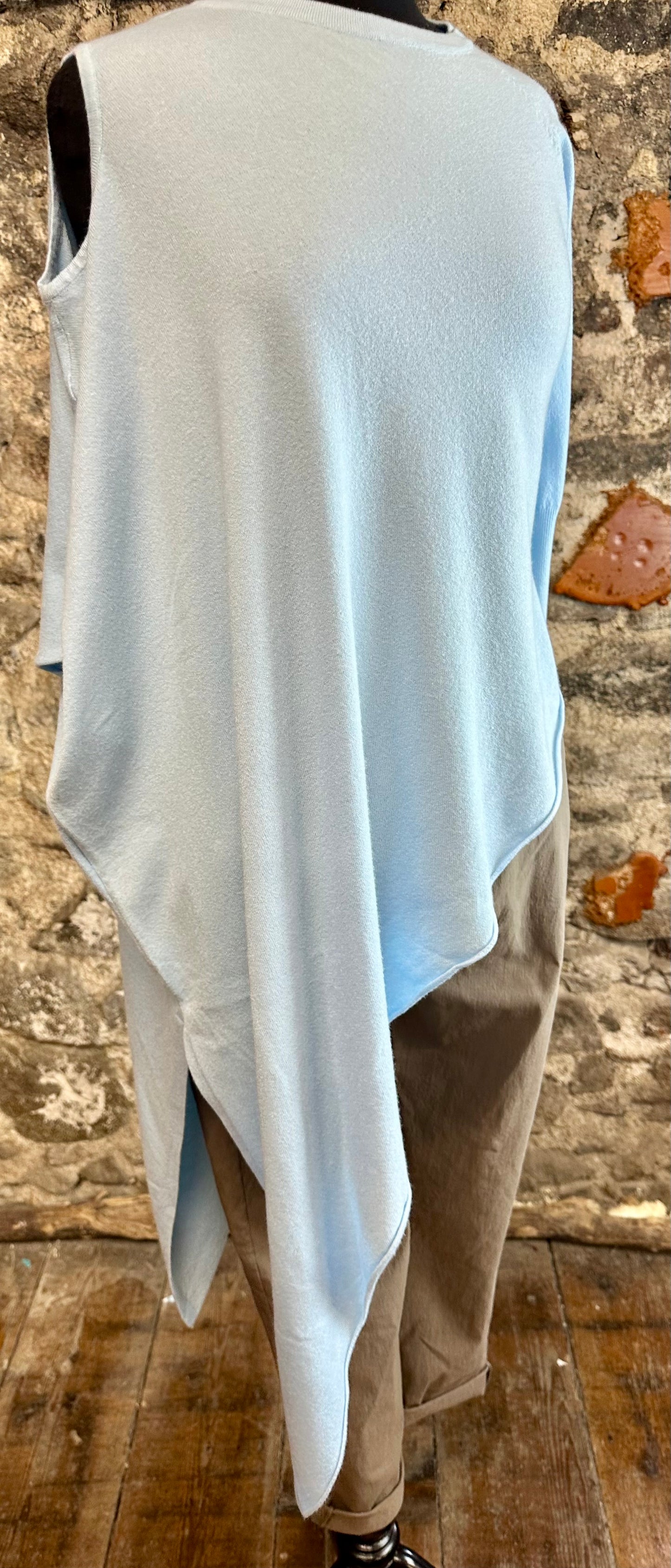“Frankie “ powder blue asymmetric Italian knit jumper
