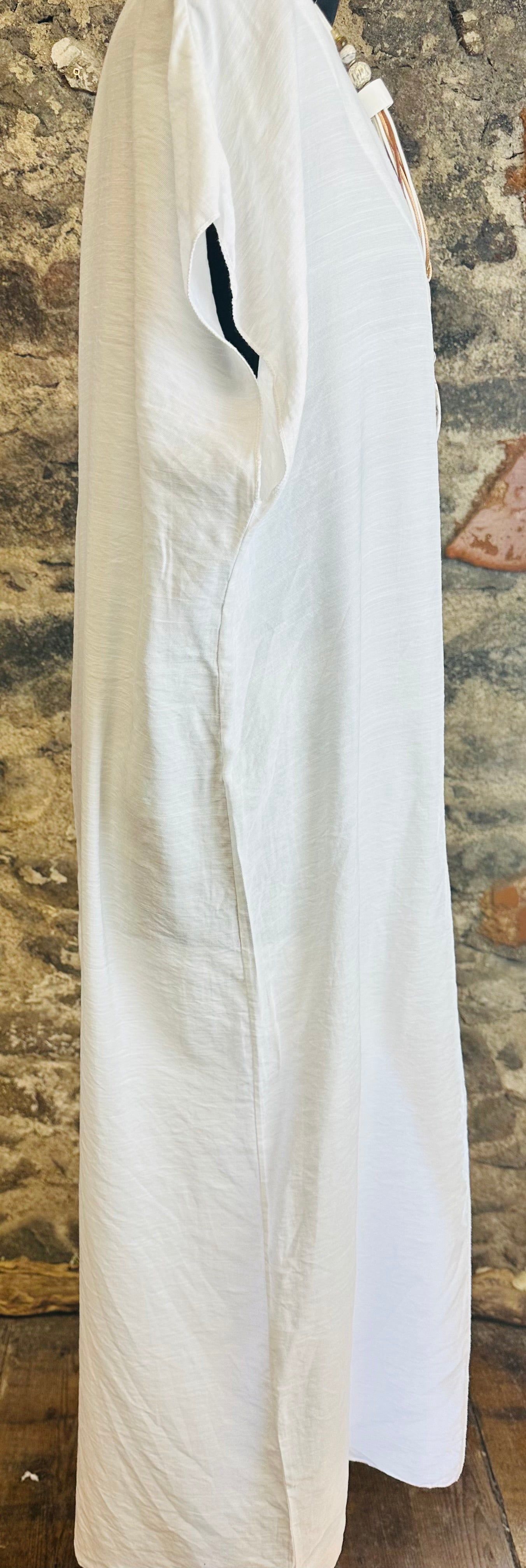 “Marianne “ Italian crossover tunic trouser set blanco