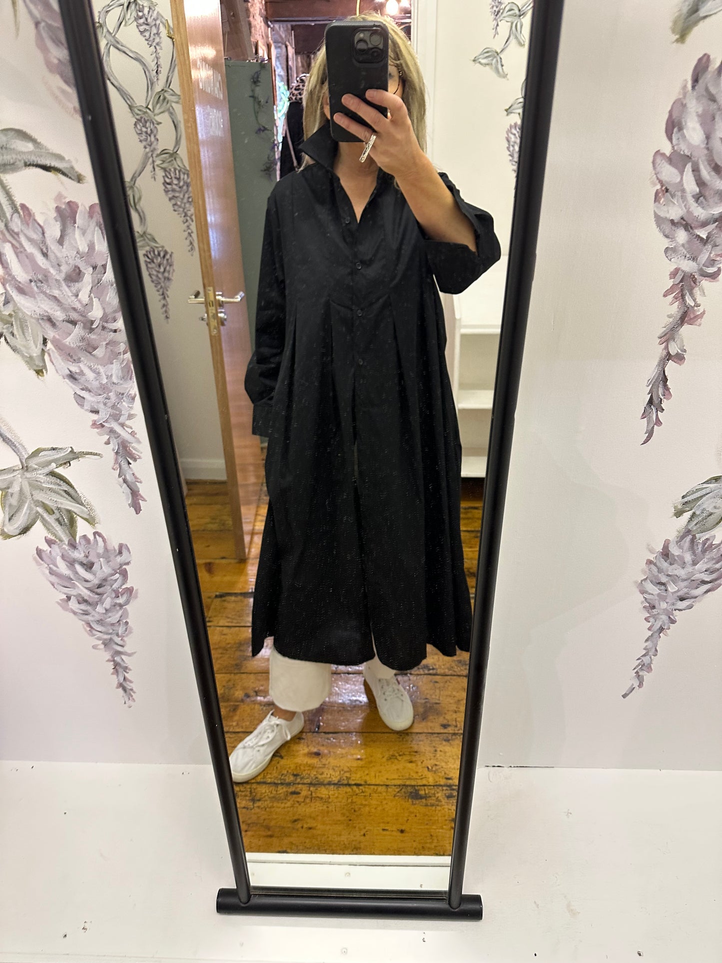“Renee “ Ebony Italian pleat pocket dress shirt