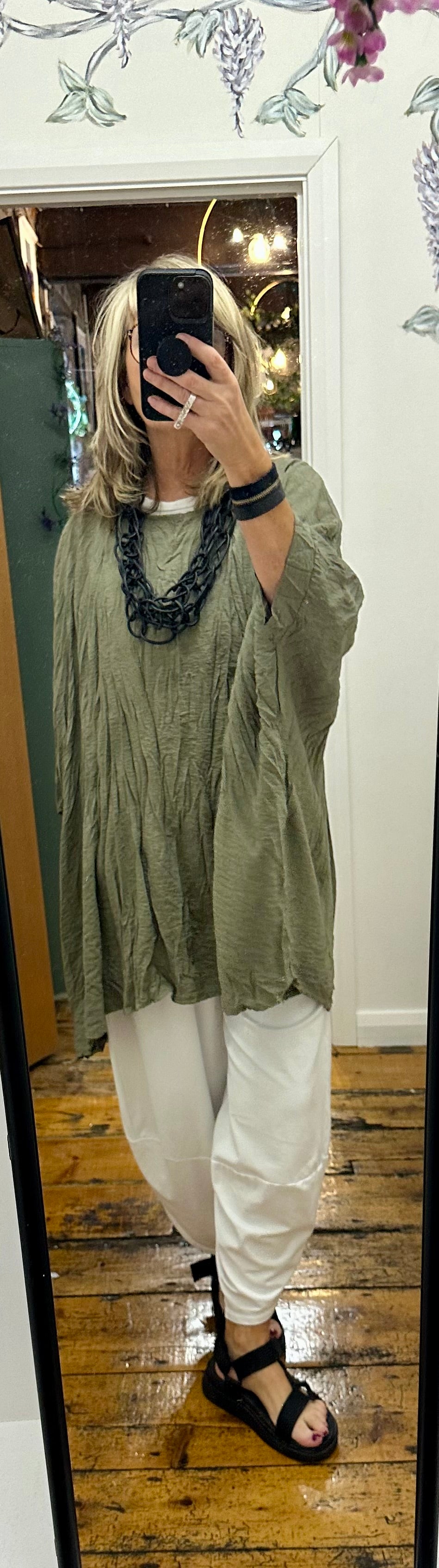 “Elsbeth “ forest crinkle batwing tunic