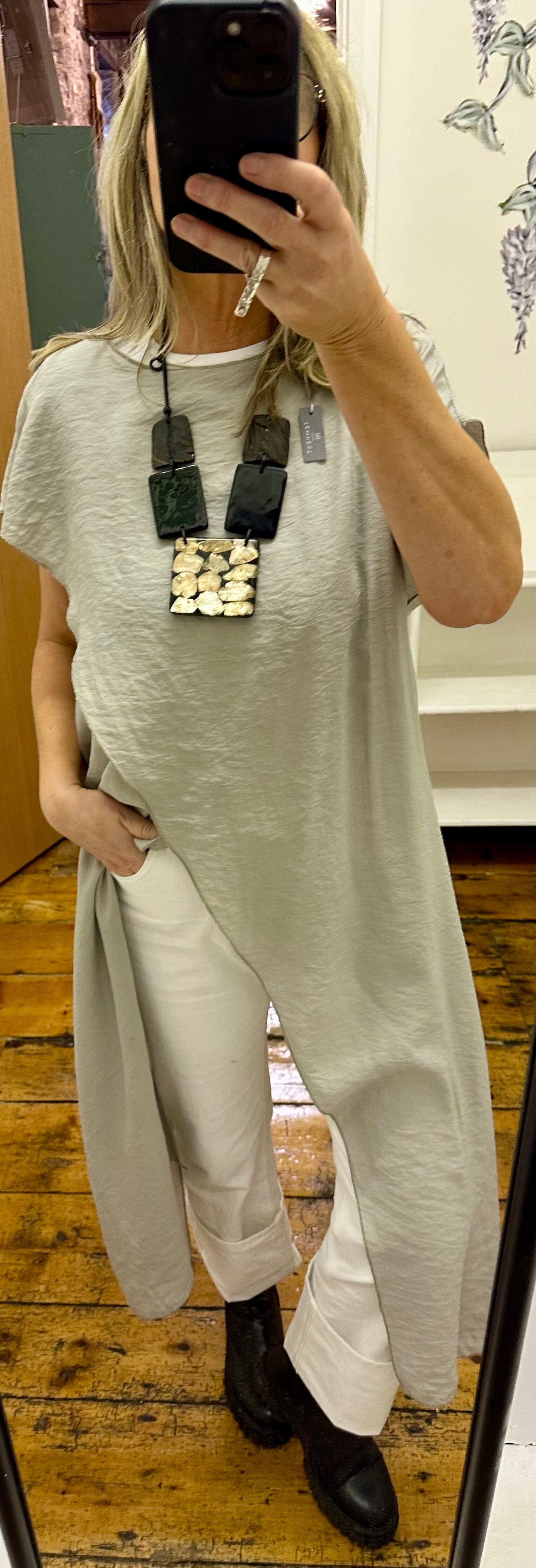 “Marianne “ mocha Italian crossover tunic 2 piece