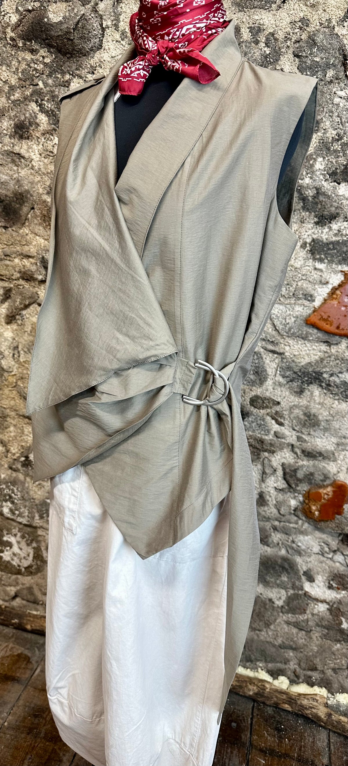 “Goretti” stone Italian asymmetric waistcoat