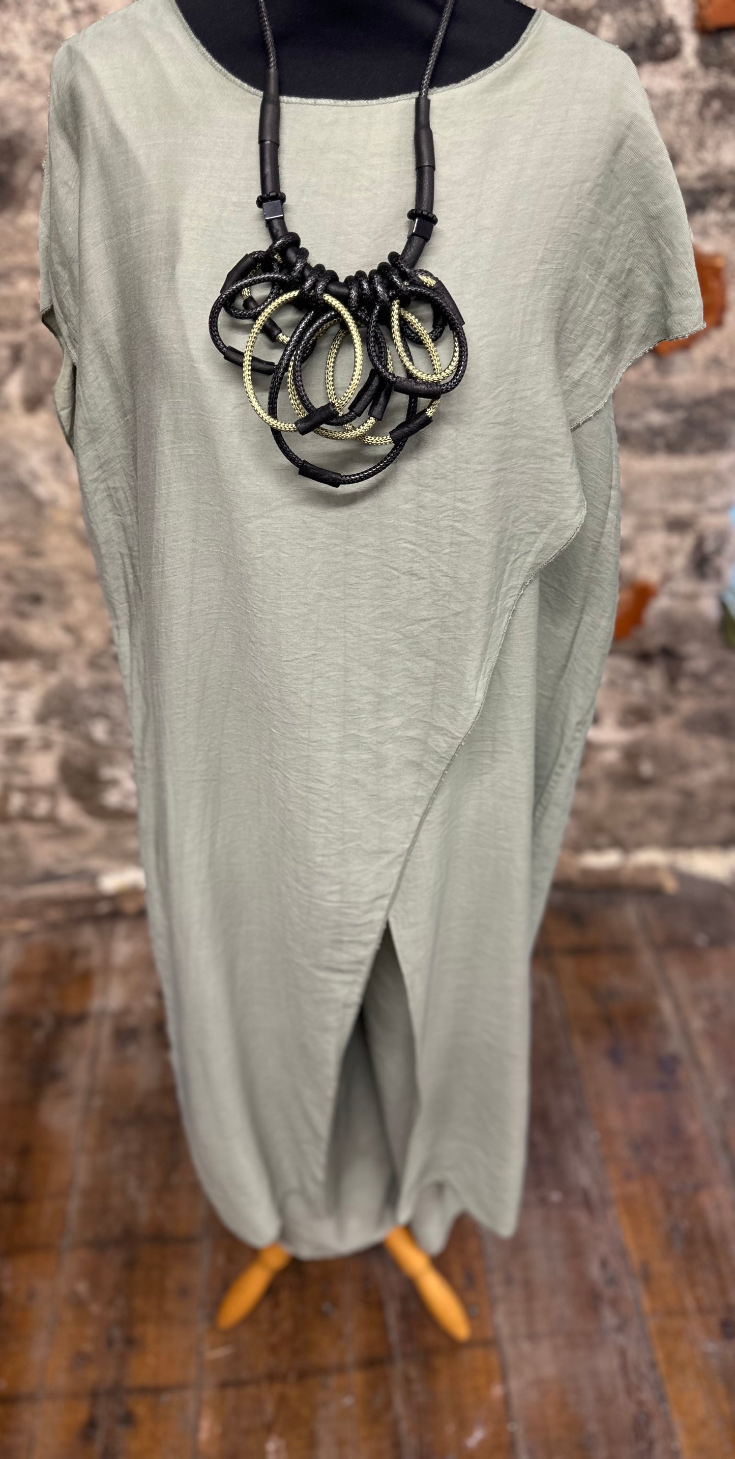 “Marianne “ Italian crossover tunic trouser..trouser 2 piece sage green