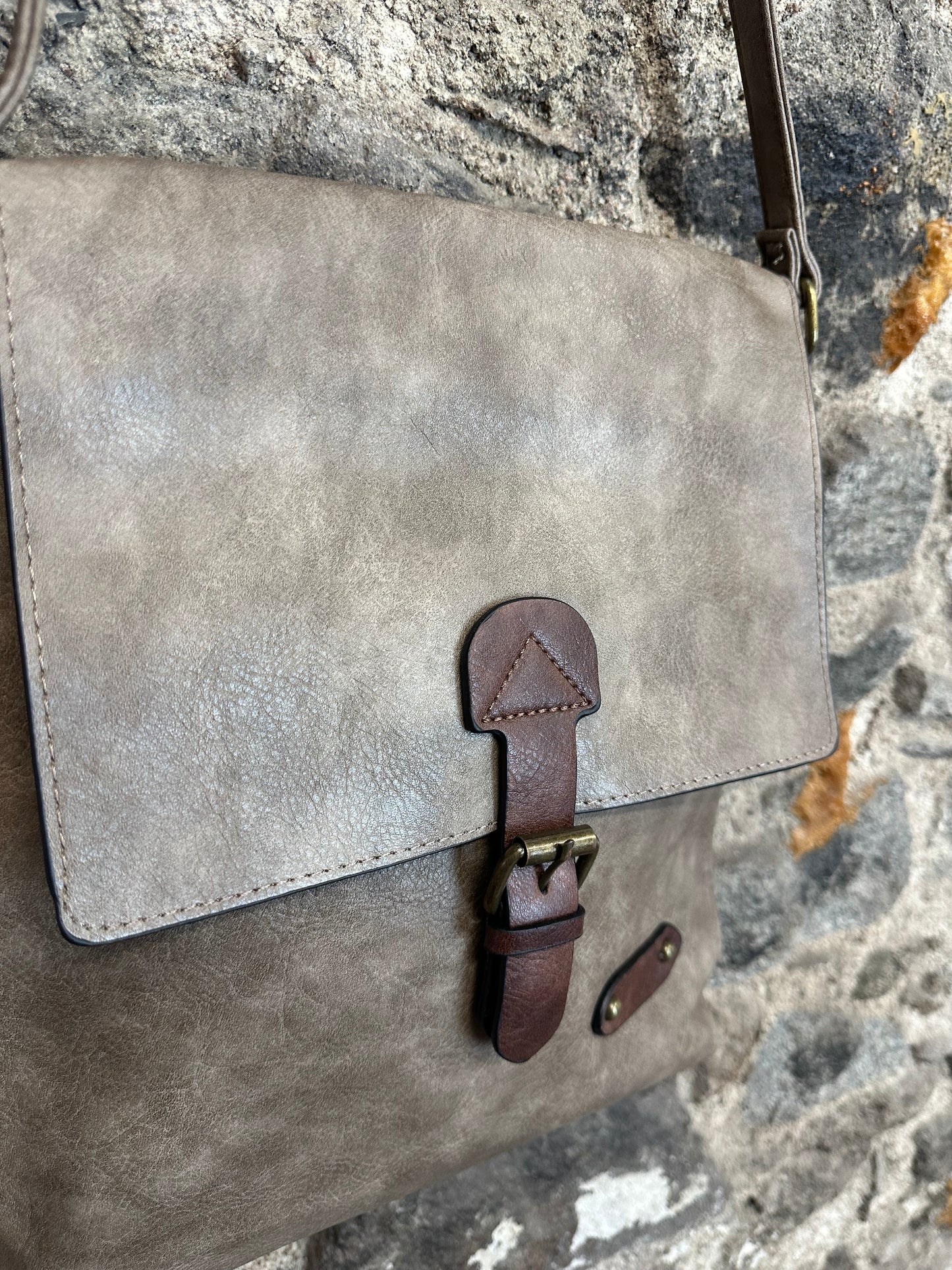 “Maggie “ mocha vegan crossbody satchel