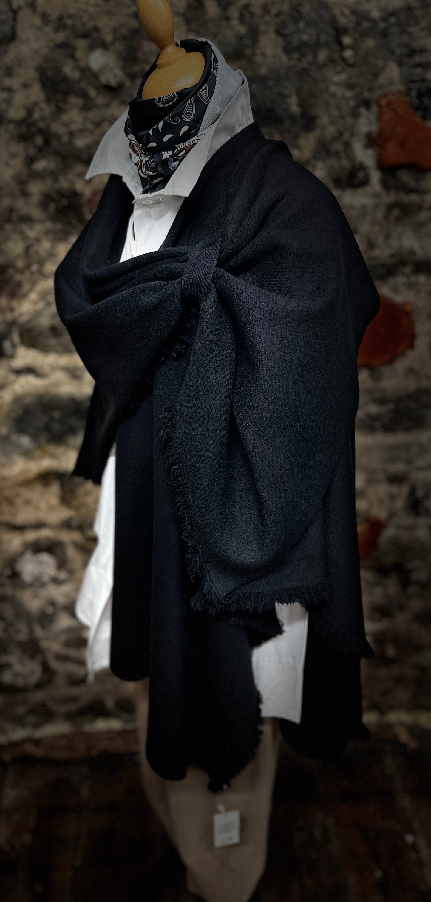 “Stella “ Ebony black Italian super soft wrap cape