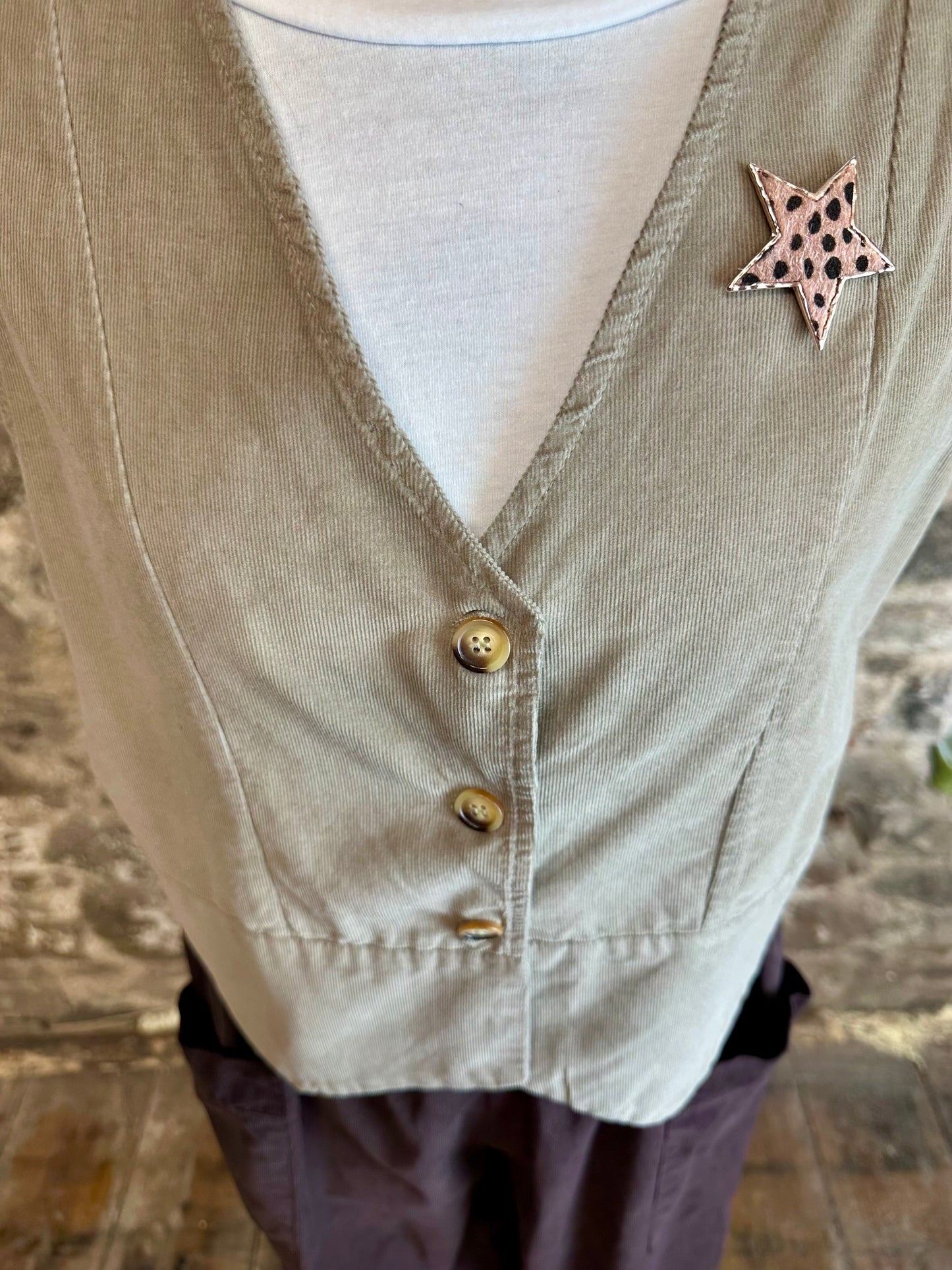 “Farrah” stone pin corduroy waist coat