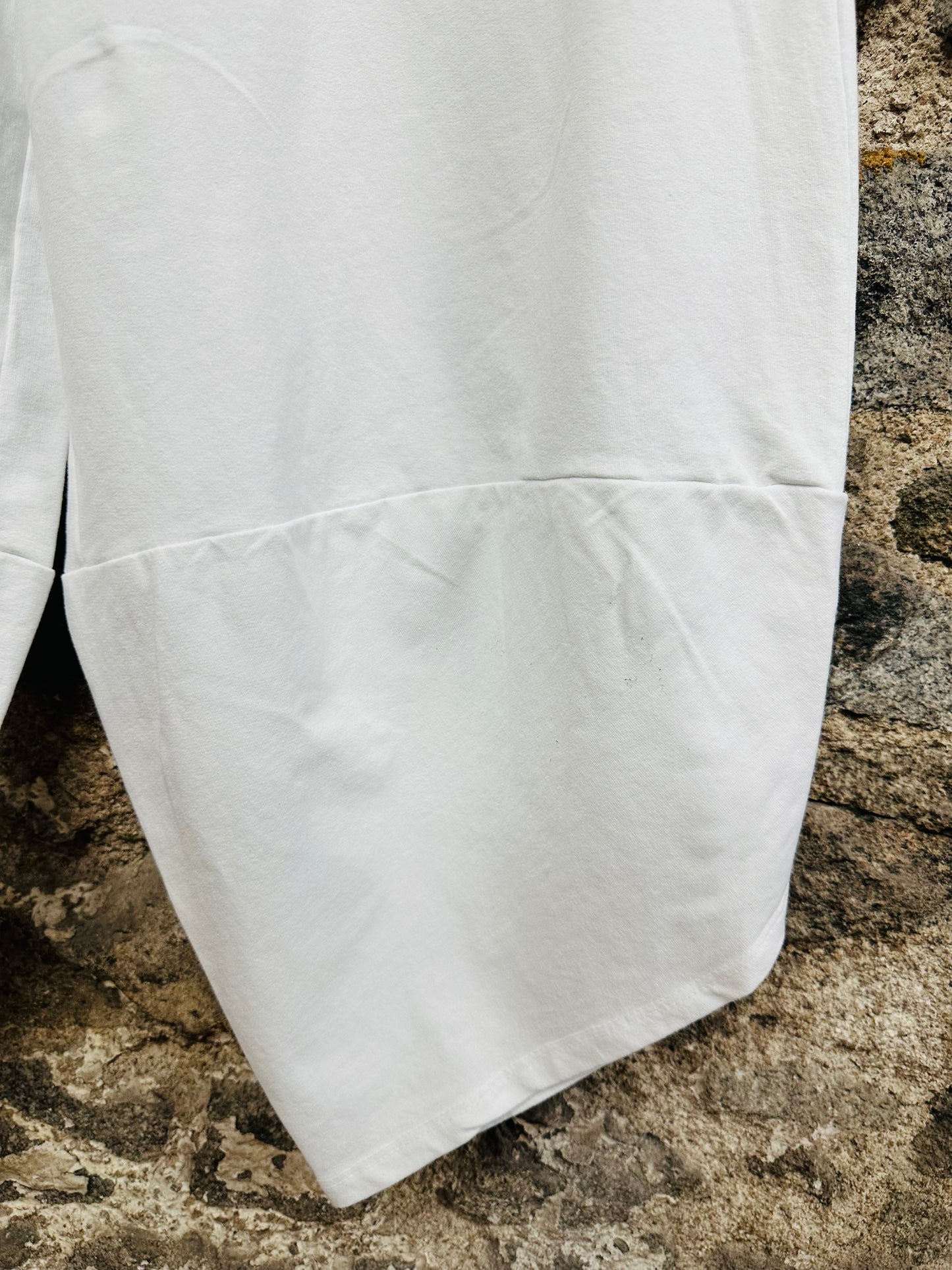 “Mica “classic white cotton jersey italian tulip cocoon trousers