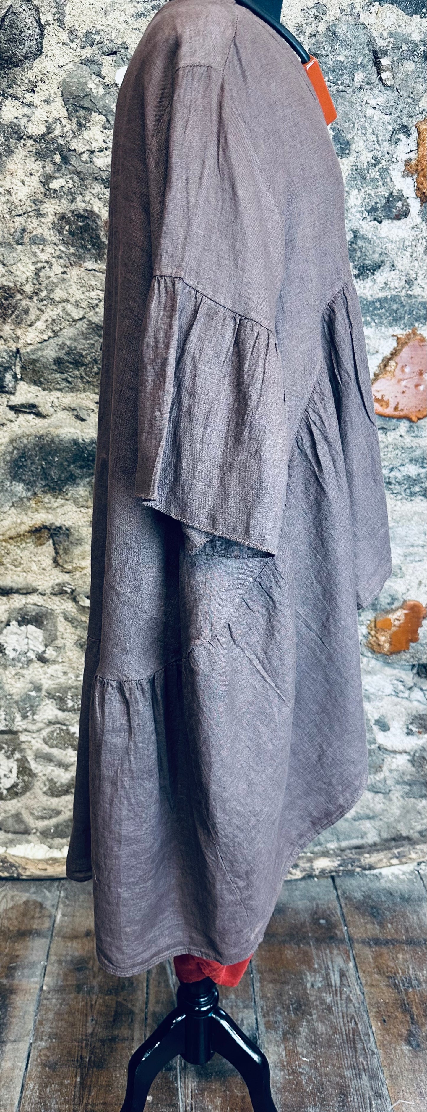 “Renee “ chocolate Italian hi lo dress shirt