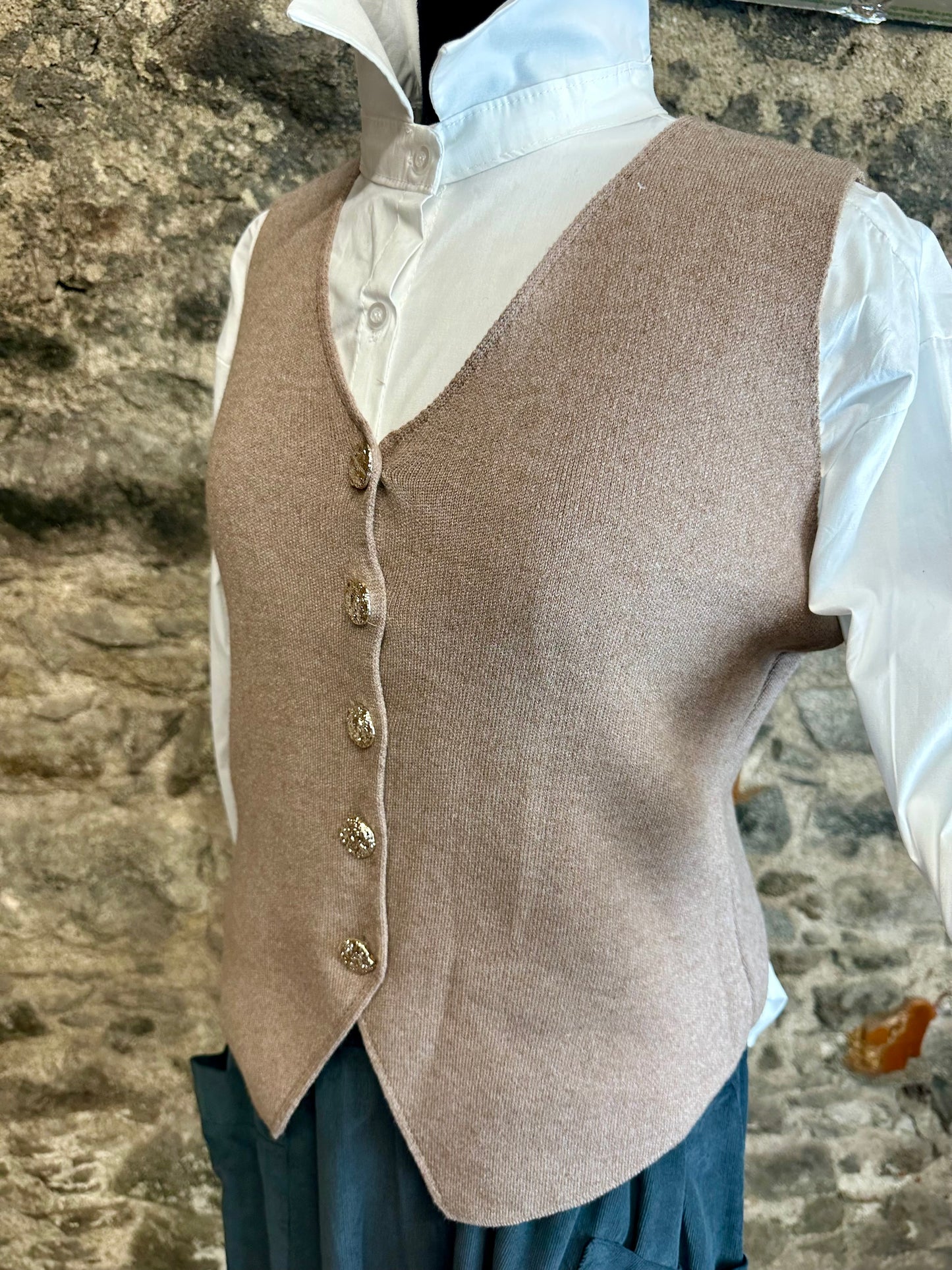 “Veronica “taupe Italian knit waistcoat small to medium