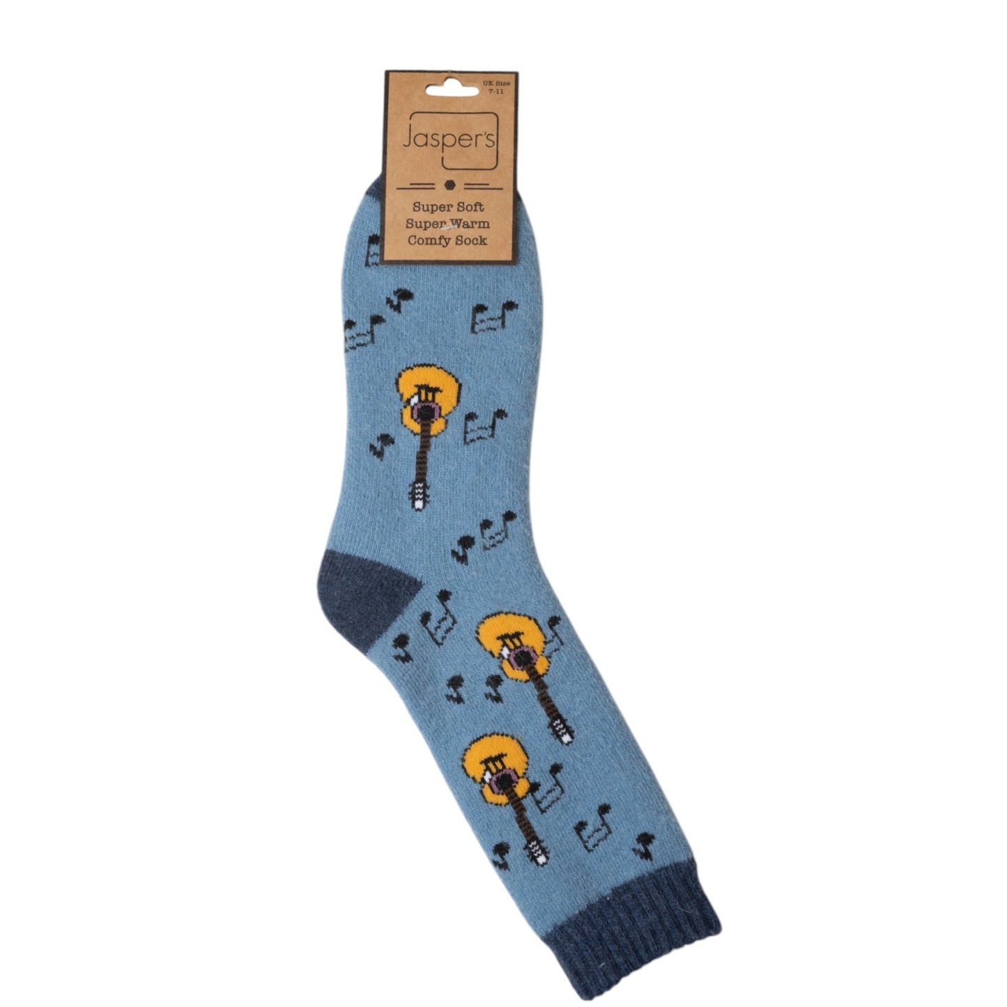 “For him “blue cosey guitar socks