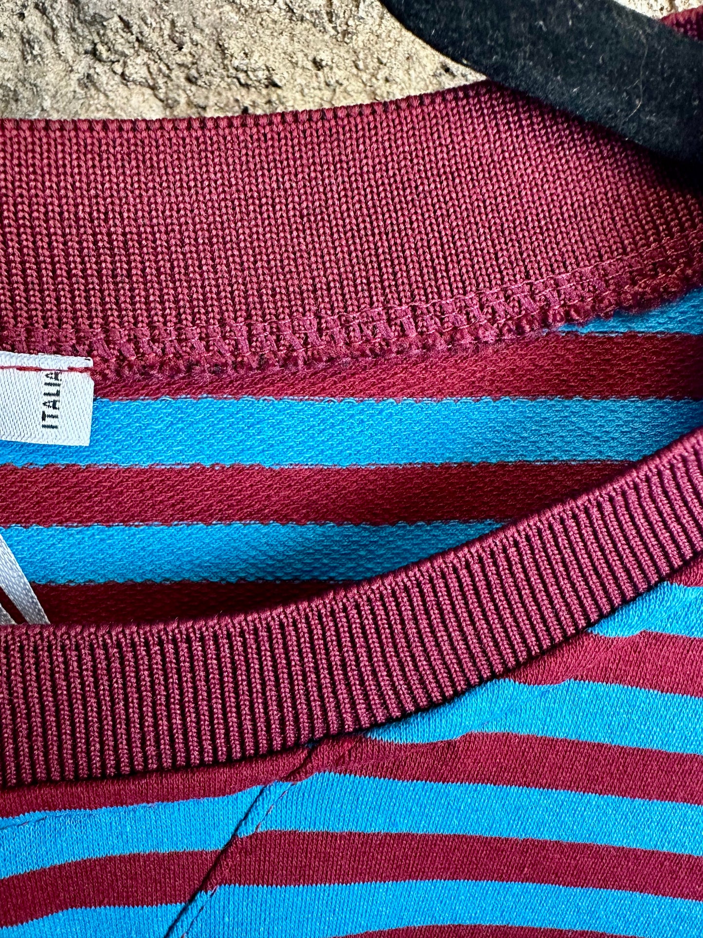 “Misty “ Bordeaux and turquoise Italian casual stripe sweatshirt