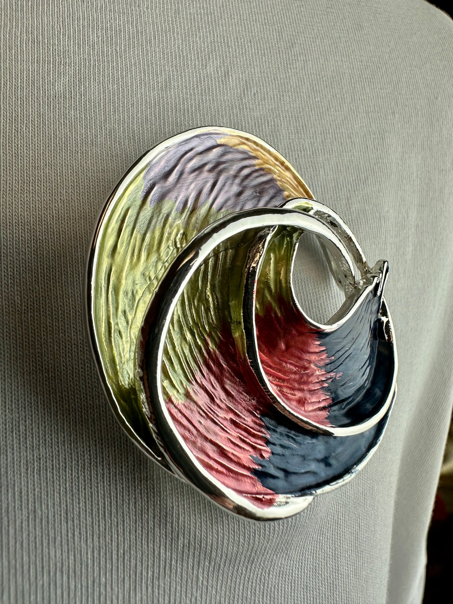 Multi colour Celtic wave magnetic brooch