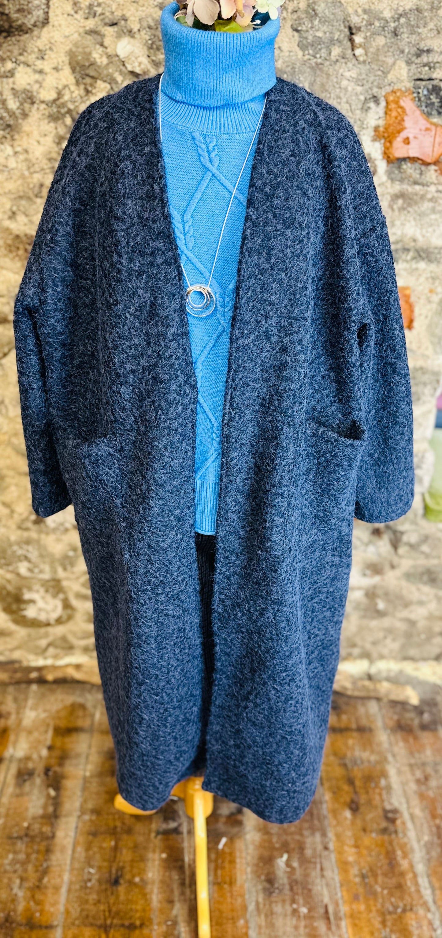 “ Dani “ sky blue plaid cosey Italian pants