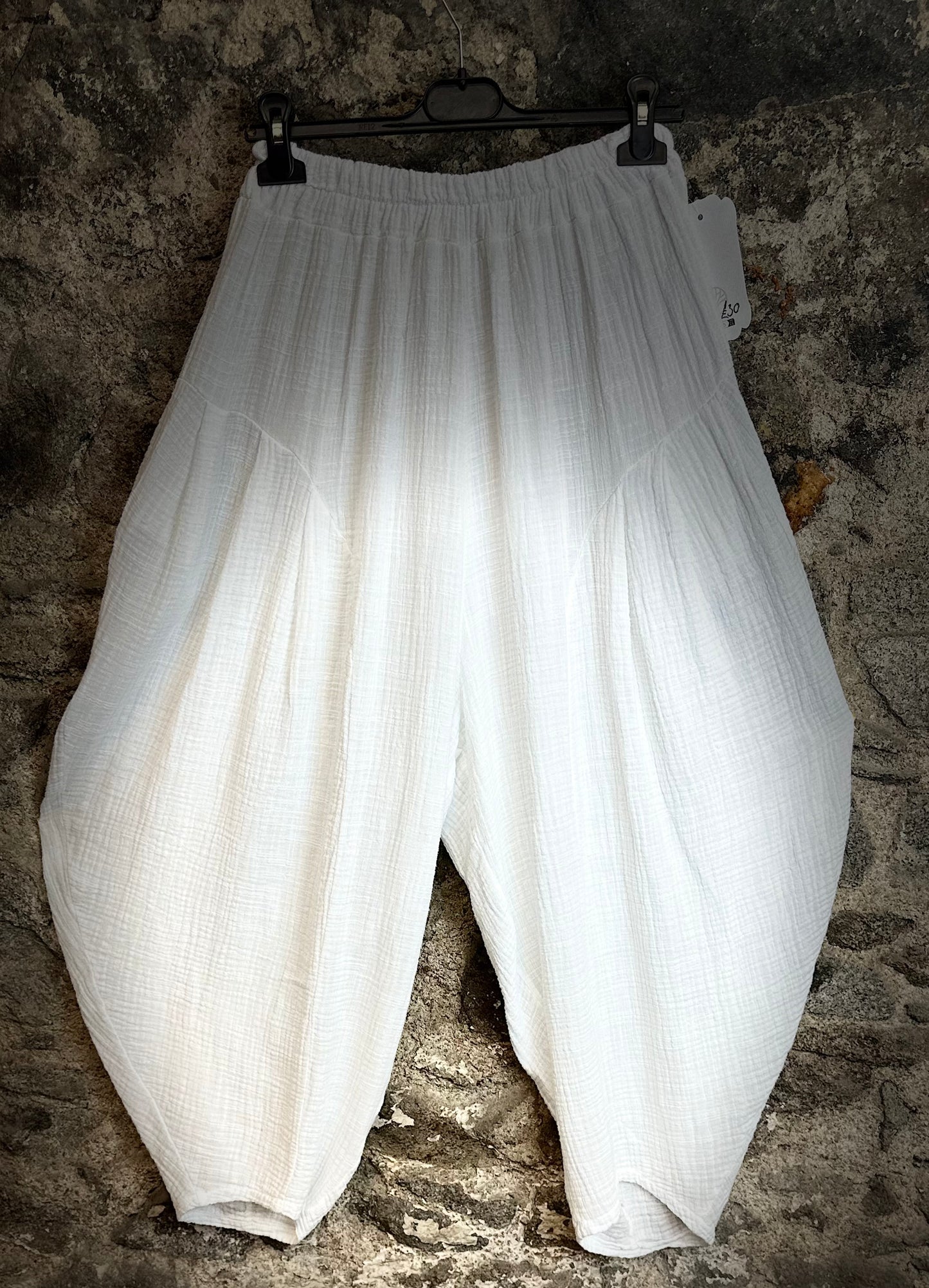 “Tiffany “ white harem Italian cotton balloon trouser
