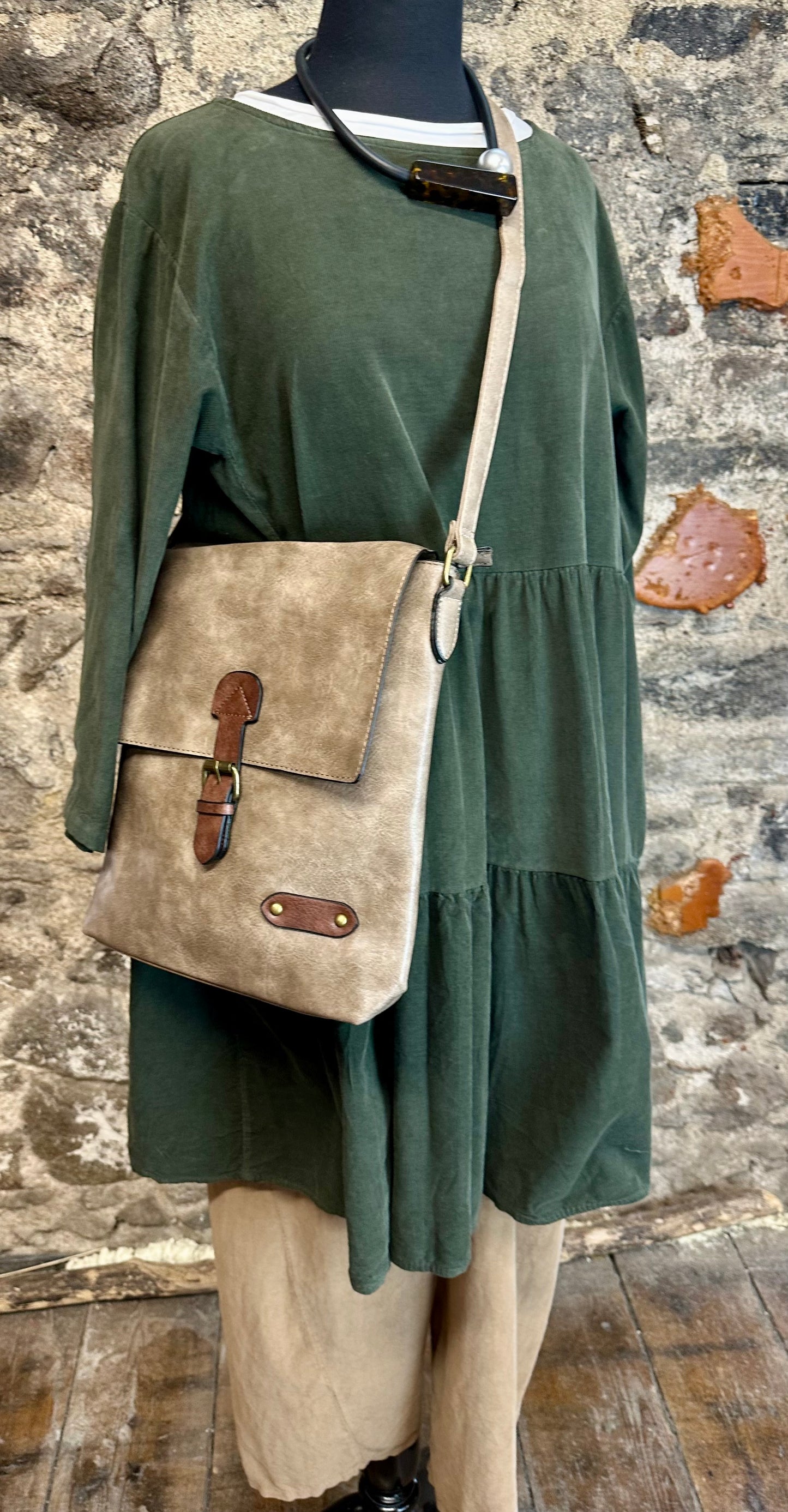 “Katie “ fine corduroy forest green Italian tunic dress