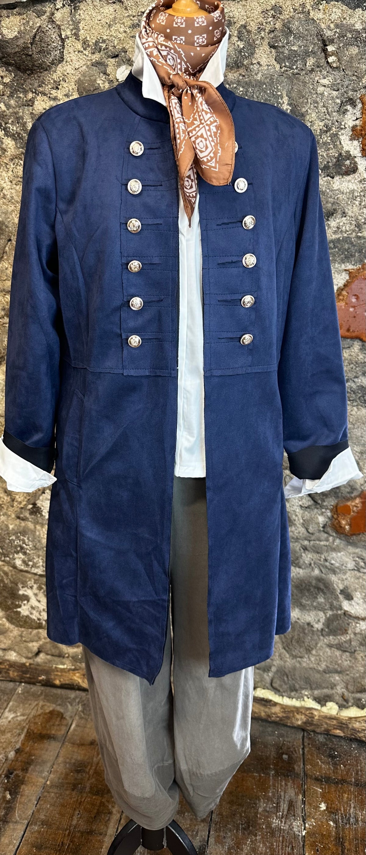 “Freida “ indigo navy faux suede jacket