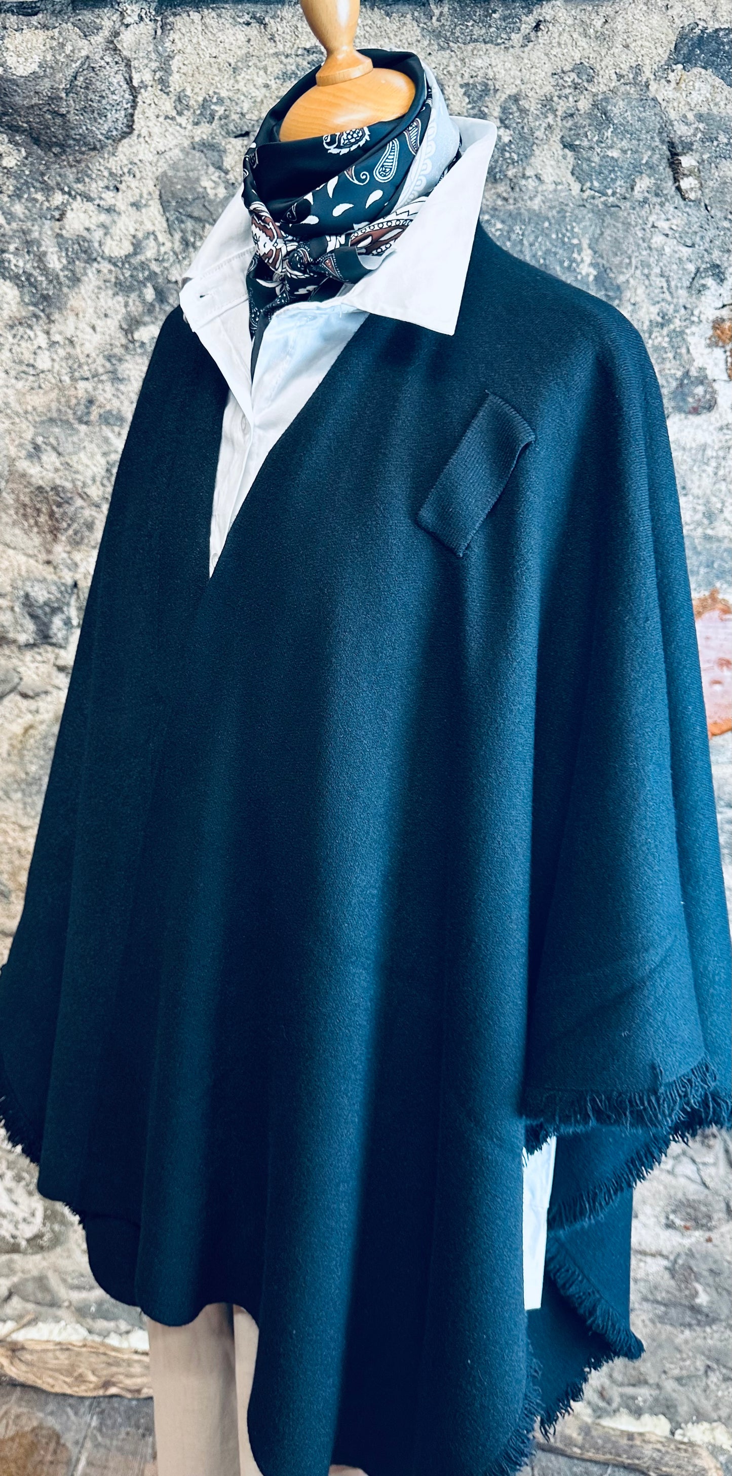 “Stella “ Ebony black Italian super soft wrap cape