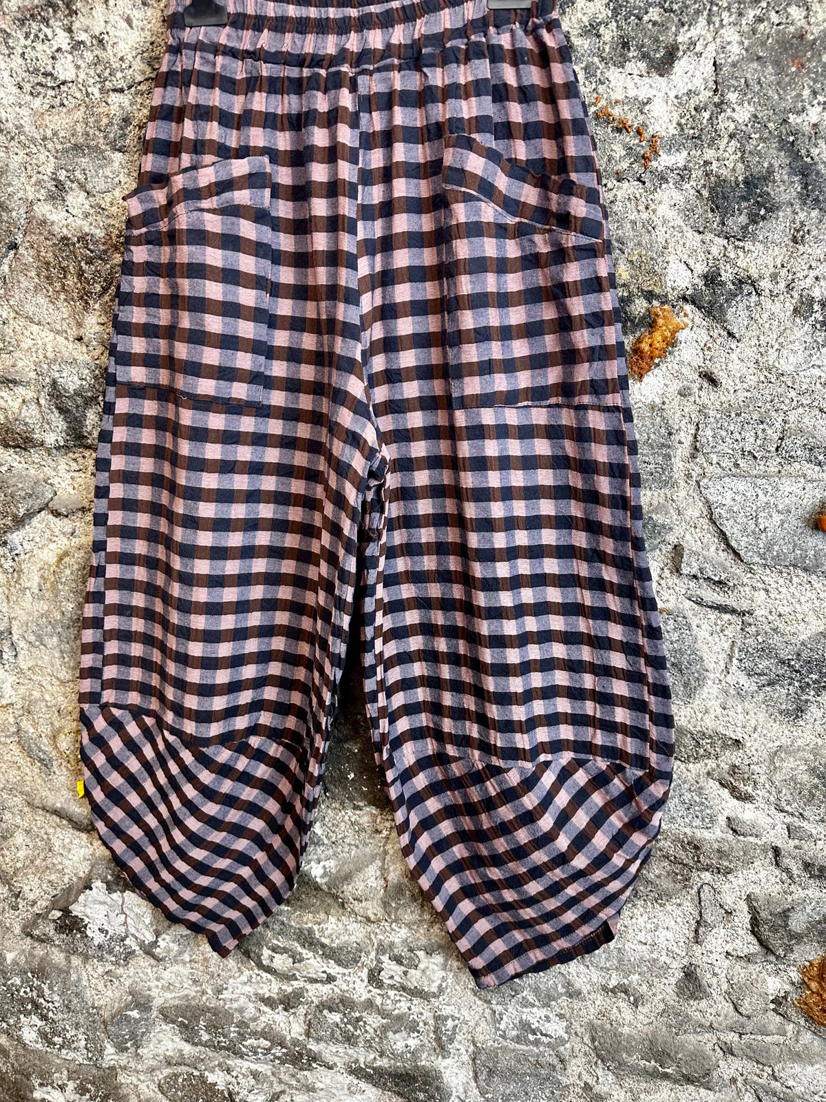 “Riley “ dusky pink and chocolate Italian cocoon trousers