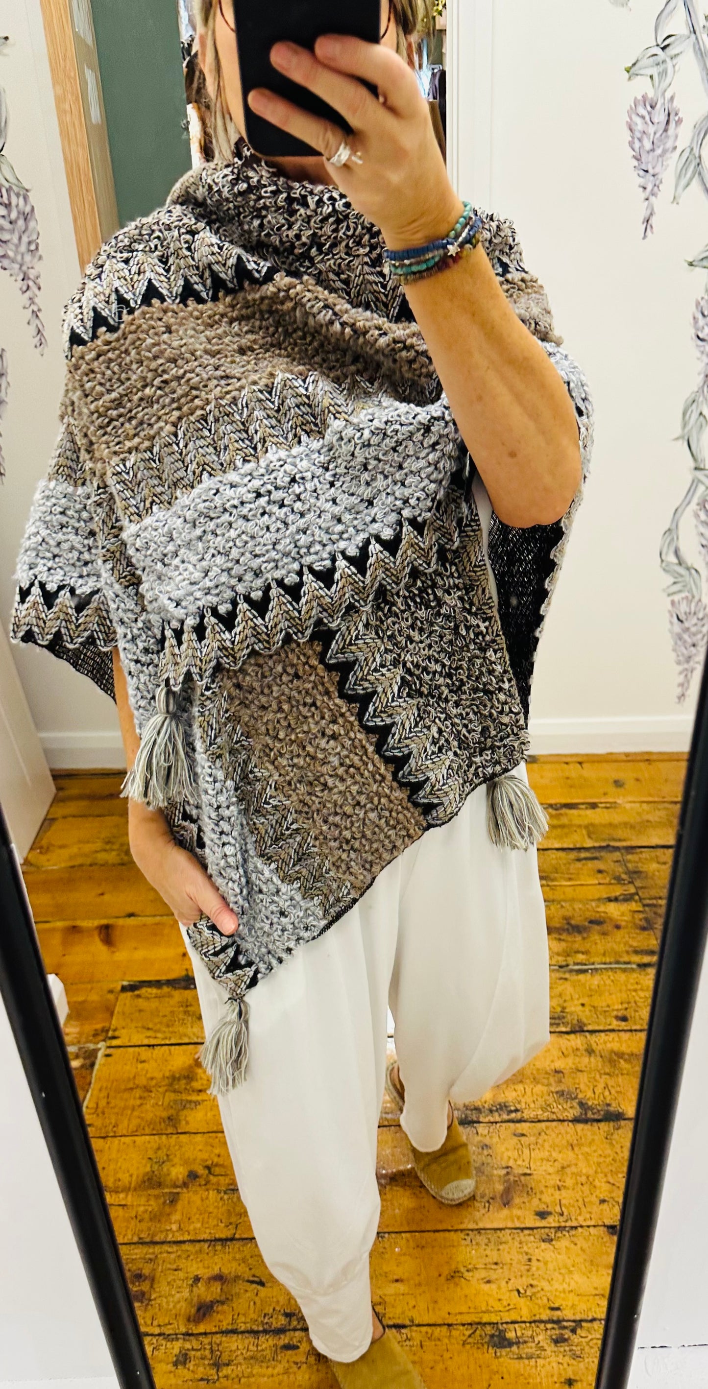 “Brea “ loose knit wrap poncho