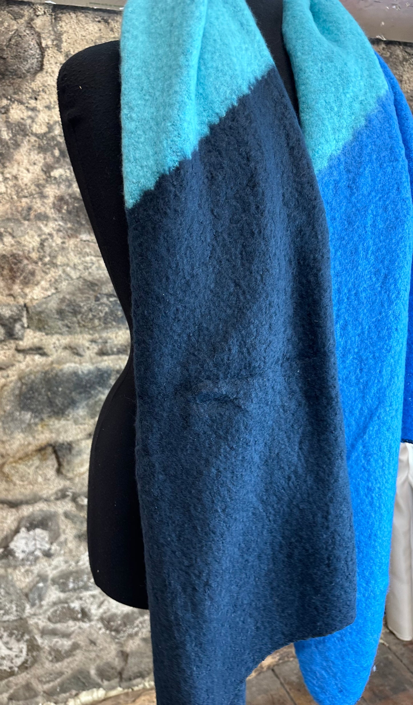Super cosey navy and turquoise large wrap