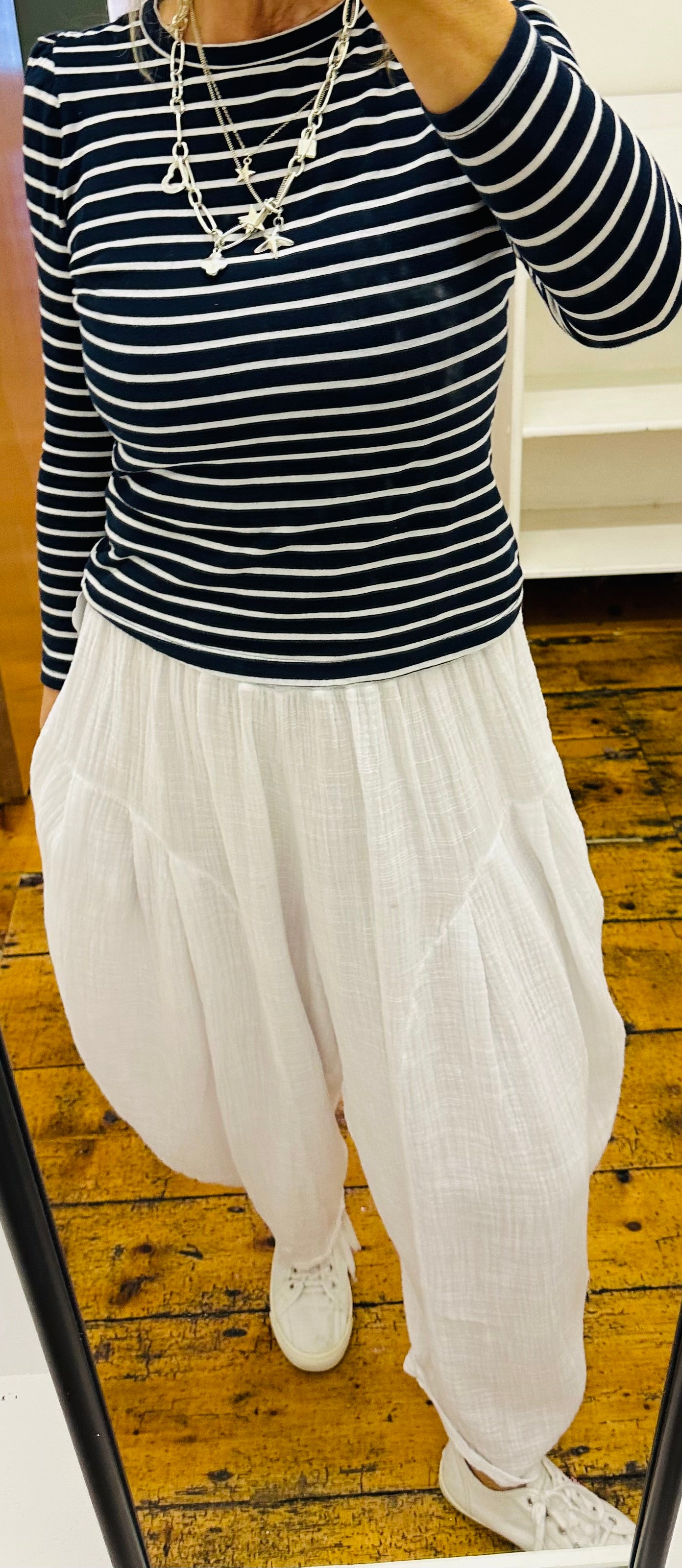 “Tiffany “ white harem Italian cotton balloon trouser