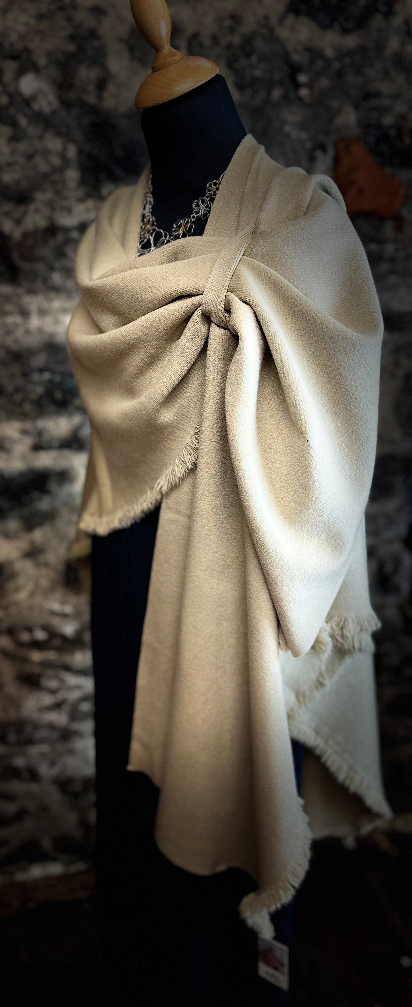“Stella” golden cream Italian super soft wrap cape