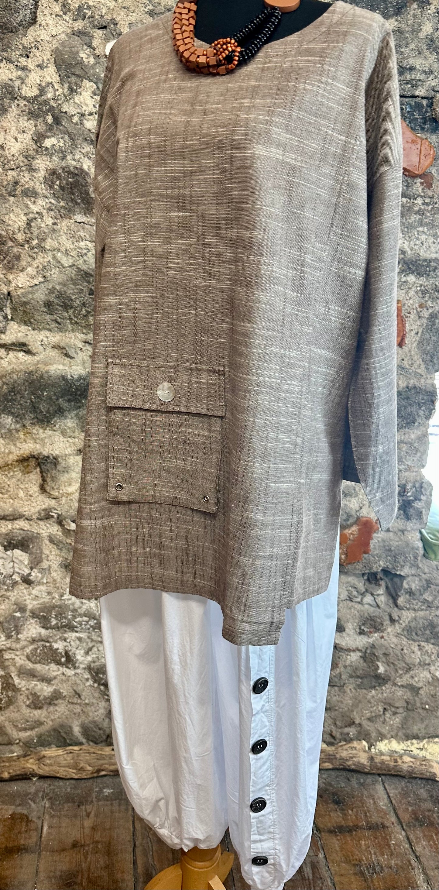 “Ava” coco Italian linen mix tunic