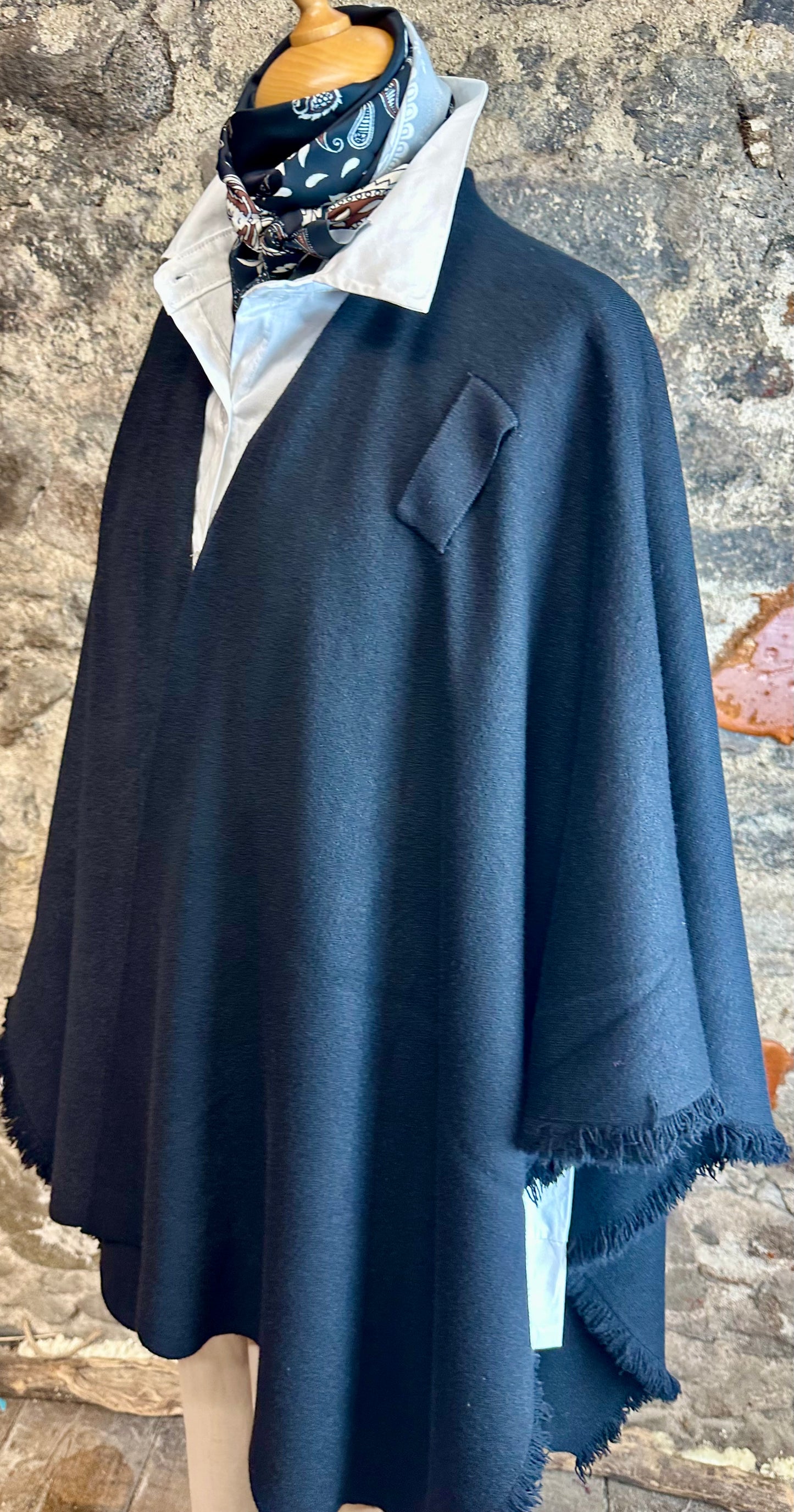 “Stella “ Ebony black Italian super soft wrap cape